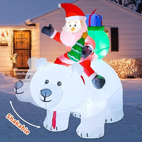 GOOSH Oso inflable de Navidad de 6 pies con cabeza agitadora, decoración de patio inflable con luces LED para Navidad, fiestas, interiores, jardín,