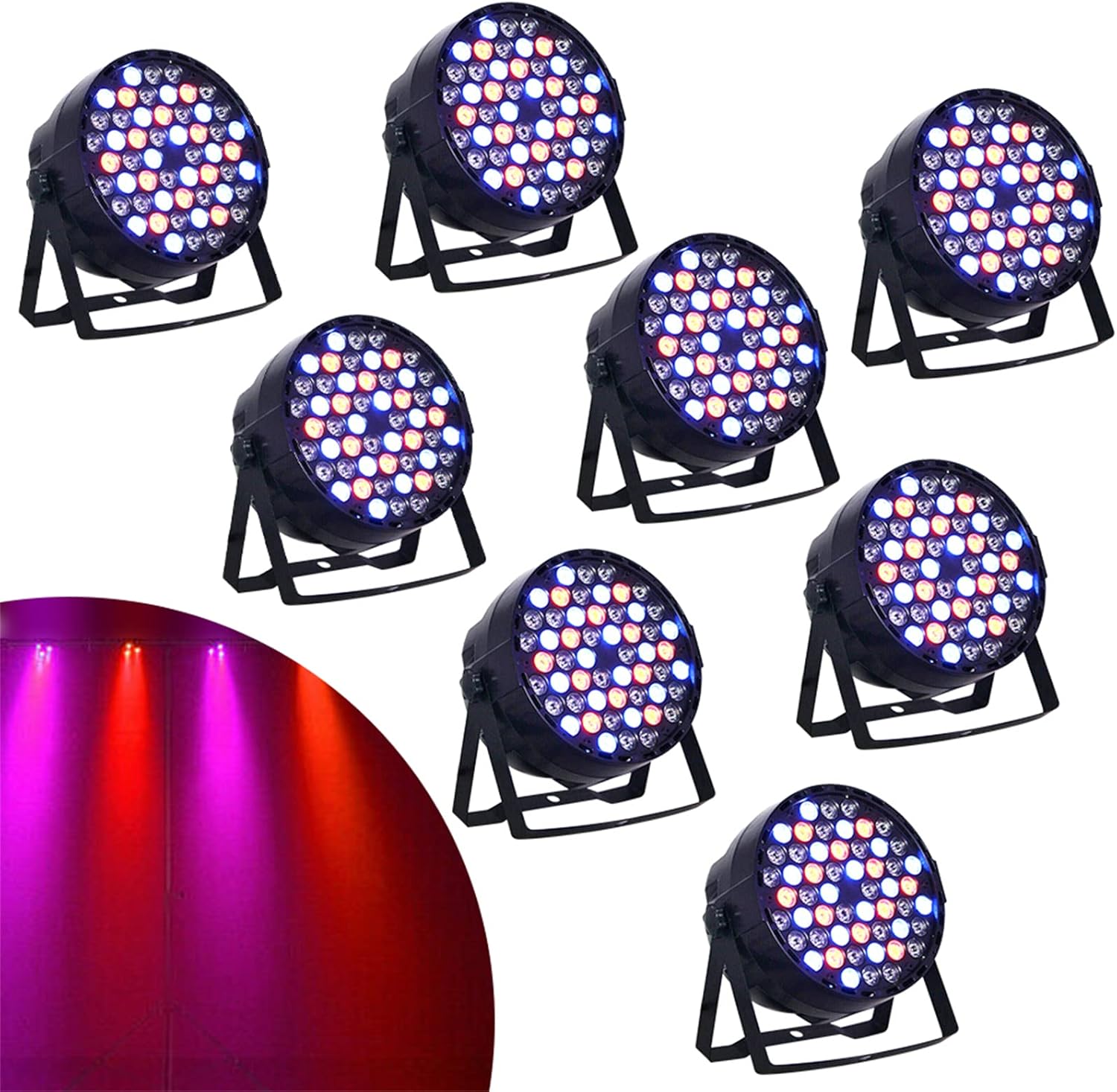 LED Stage Lights 8Pcs 54 x 3W LED DJ PAR Light RGBW DMX512 Stage Lighting Lamp for Home Party Wedding DJ Show Club Concert Dance Floor Lighting