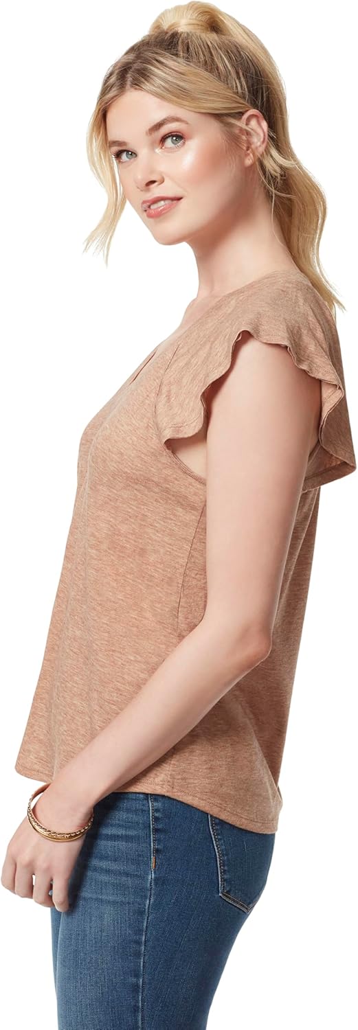 Jessica Simpson Womens Gracie Flutter Sleeve Tee Shirt Plus Size - Image 3