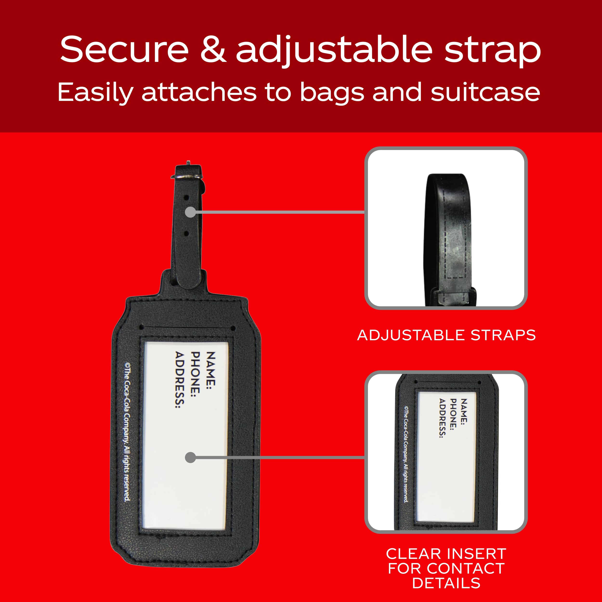 FUL Coca Cola 2-Piece Suitcase ID Tag Set with Adjustable Straps, Diet Coke, Multi, One Size