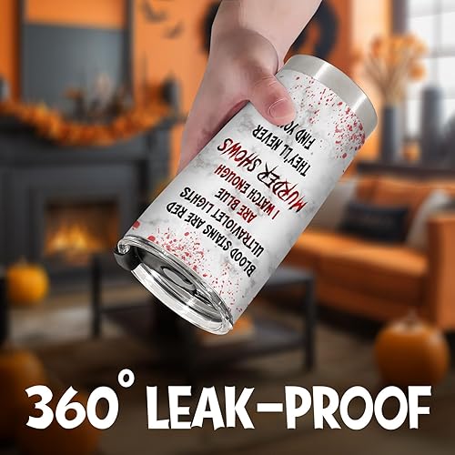 Miniatura 4 de Vaso de gato de terror con tapa, taza de película de terror de acero inoxidable de 20 onzas, taza de café única con gatos, Navidad, Halloween,