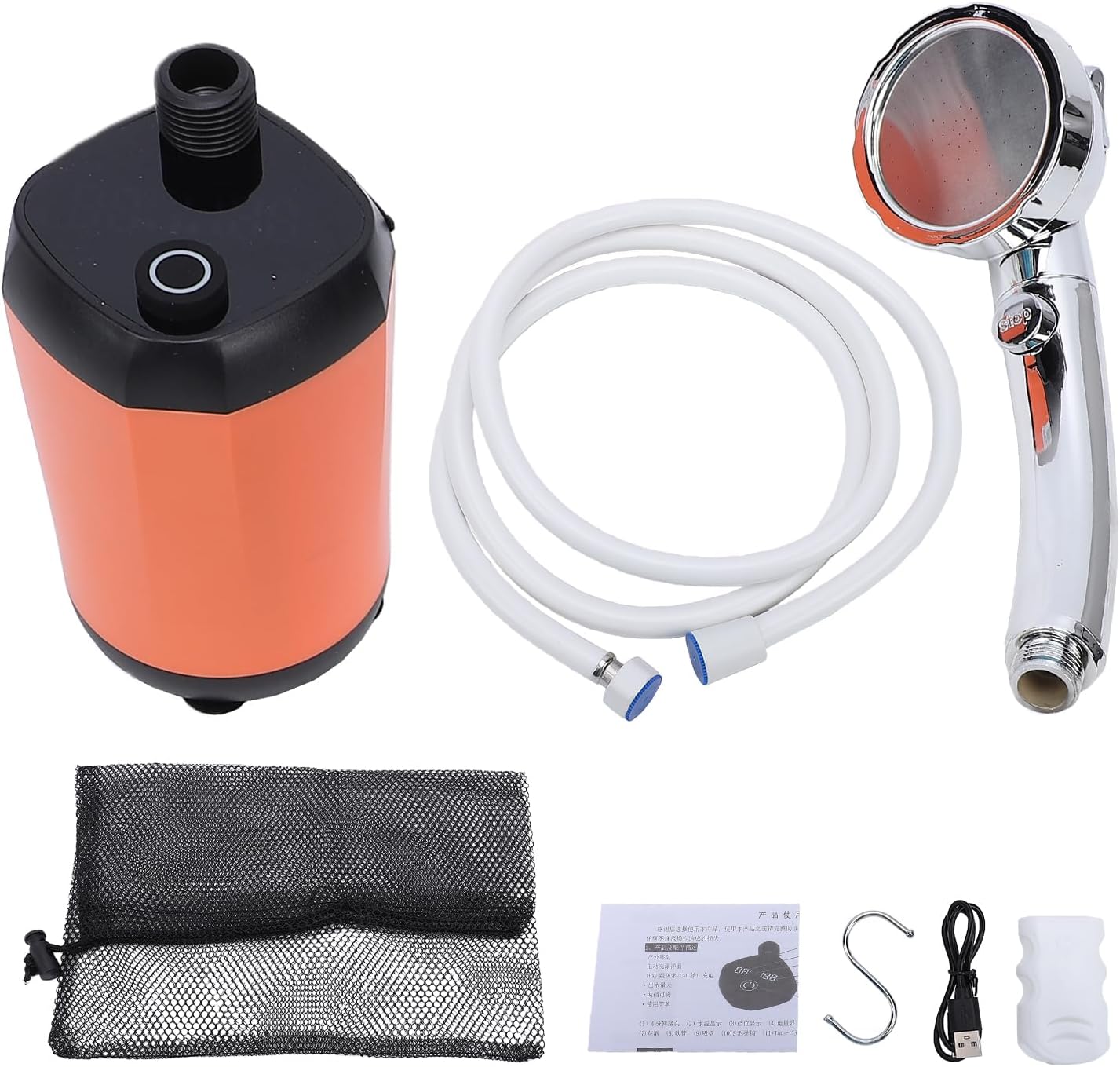 Fafeicy Portable Shower Pump with LED Temperature Display, Rechargeable Camping Shower with High Lift and Multi Scenario Use, Equipped with 6000mAh Battery