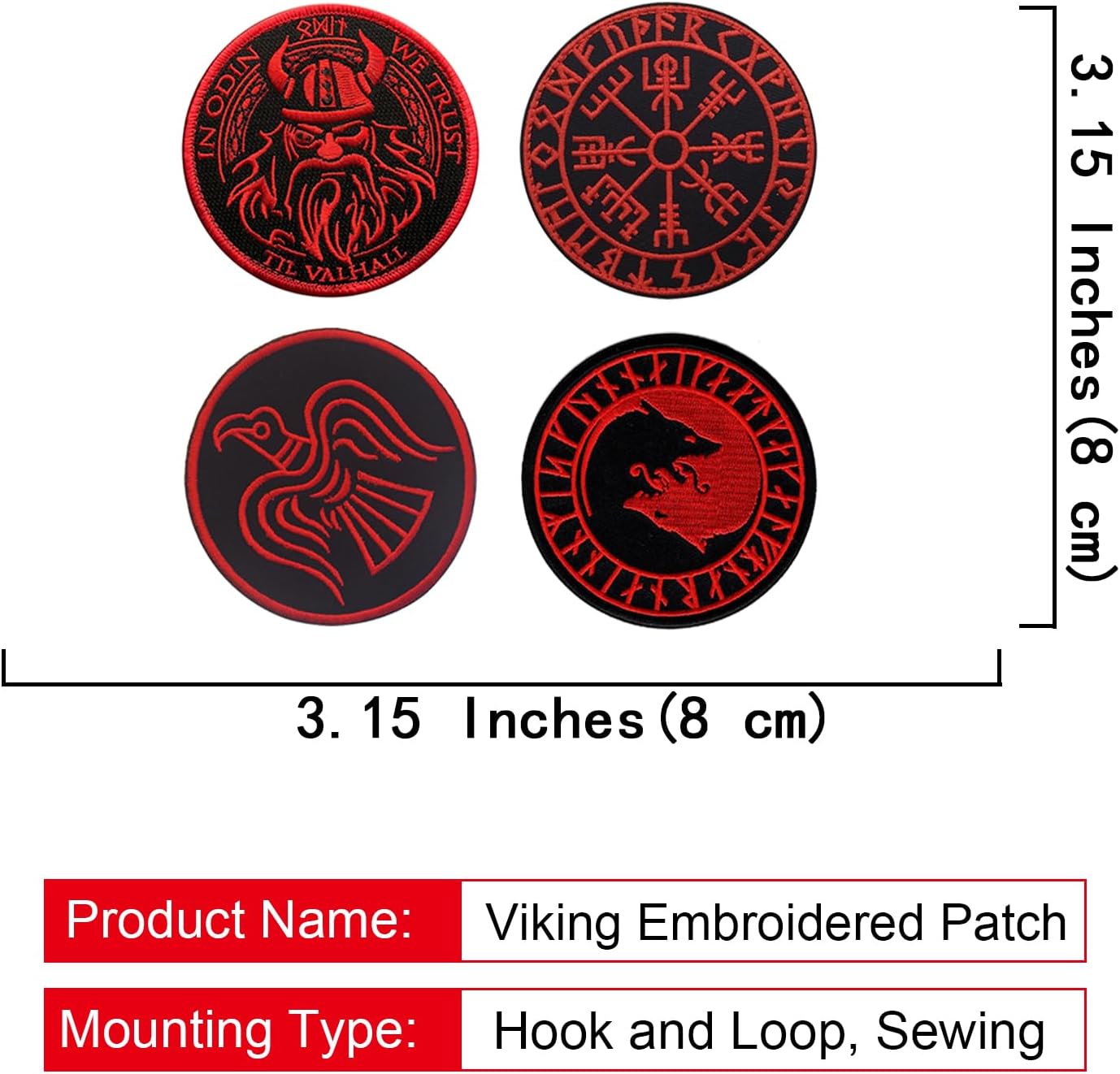 18PCS Viking Patches Vegvisir Aegishjalmur Valknut Wolf Raven Helm of Awe Embroidered Morale Patch IR Infrared Reflective PVC Laser Cut Patches