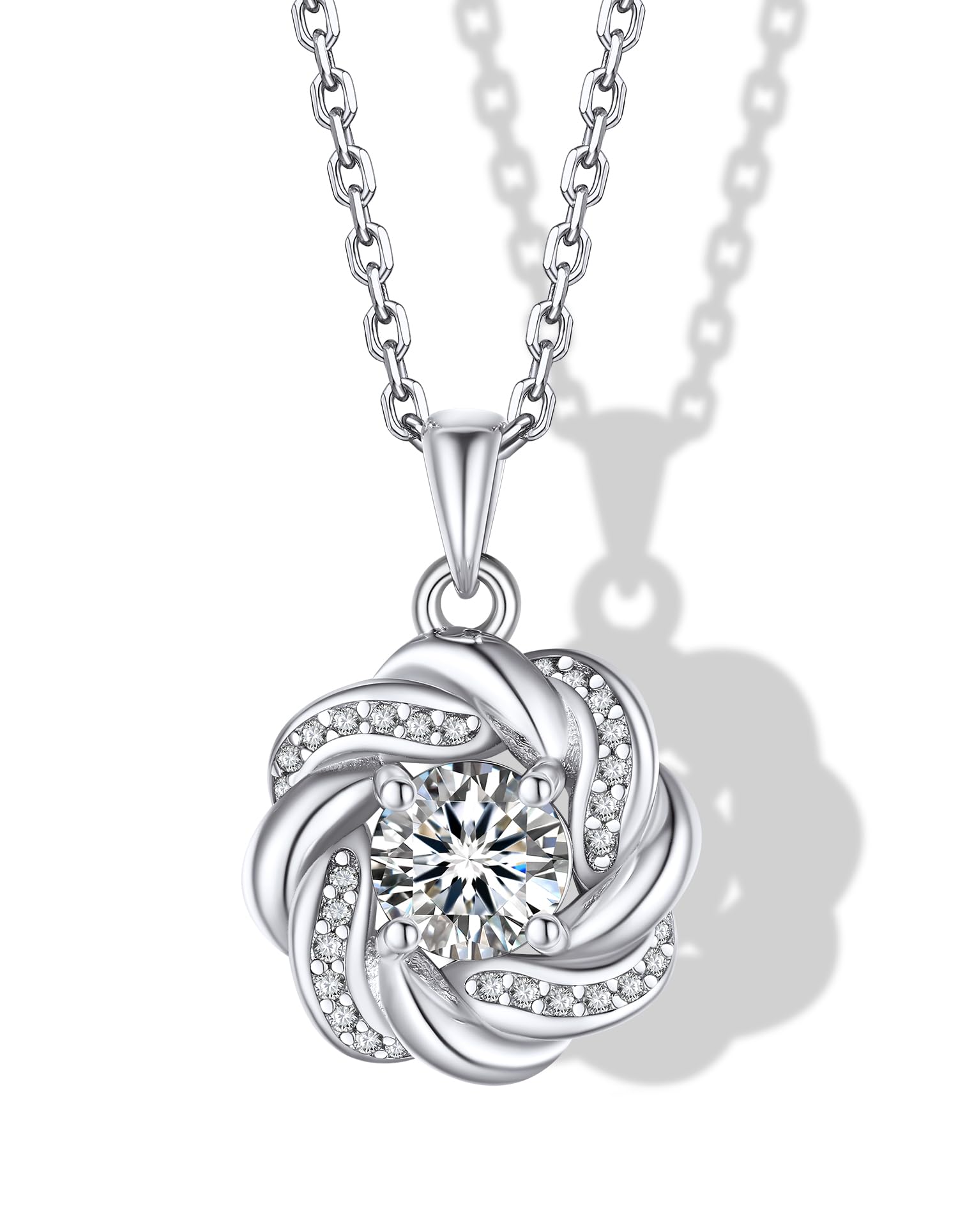 MomentWish Silberkette Damen 925 mit Anhänger, 1 Karat Moissanite Halskette Damen Kette Silber Diamant Schmuck mit Geschenkbox Gra Zertifikat für Frauen Freundin
