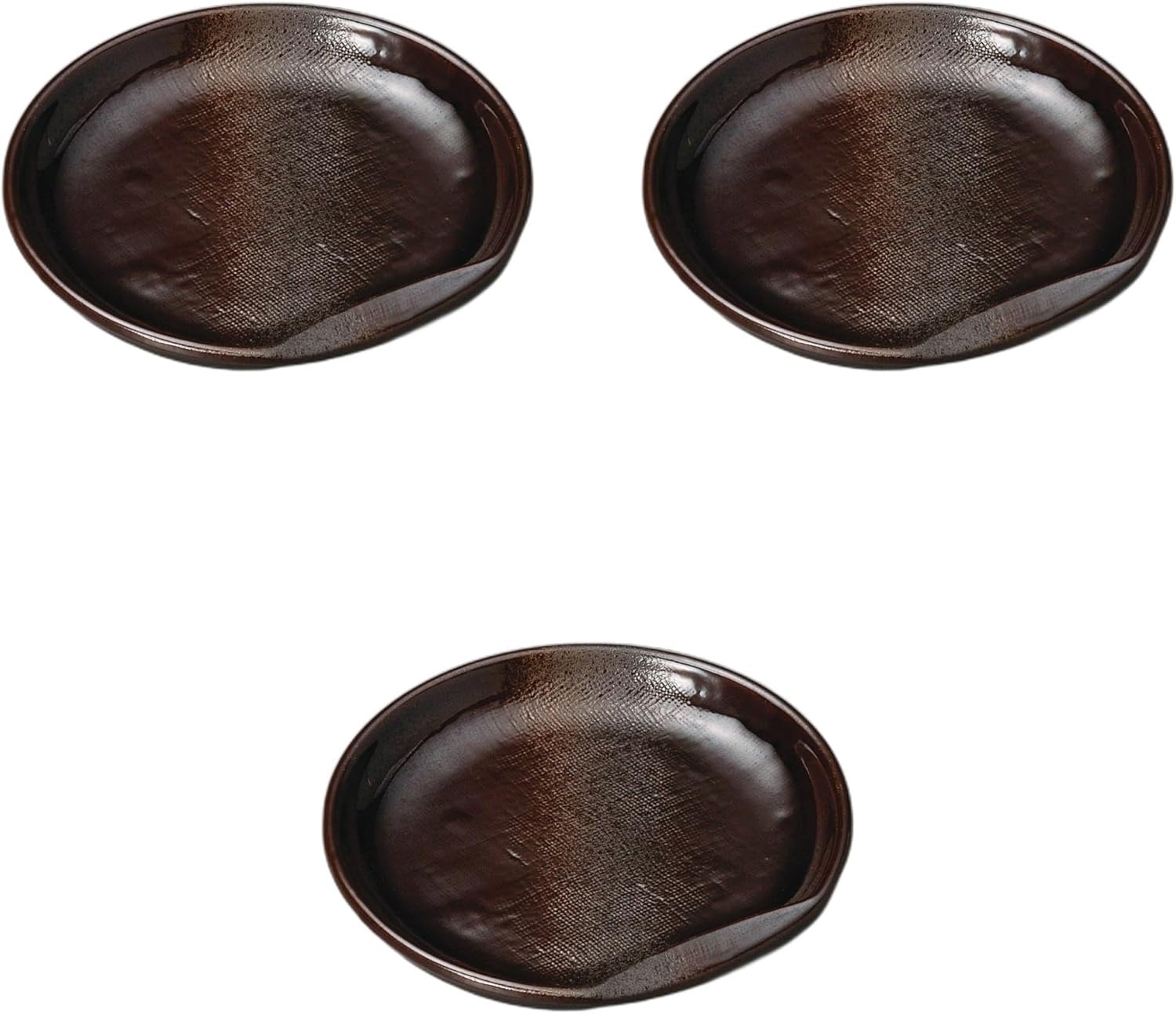 Setomonohonpo Set of 3, Bizen Ash Glaze 5.0 Half Moon Round Dish, 5.7 x 5.5 x 1.0 inches (14.5 x 14 x 2.5 cm), China Plate