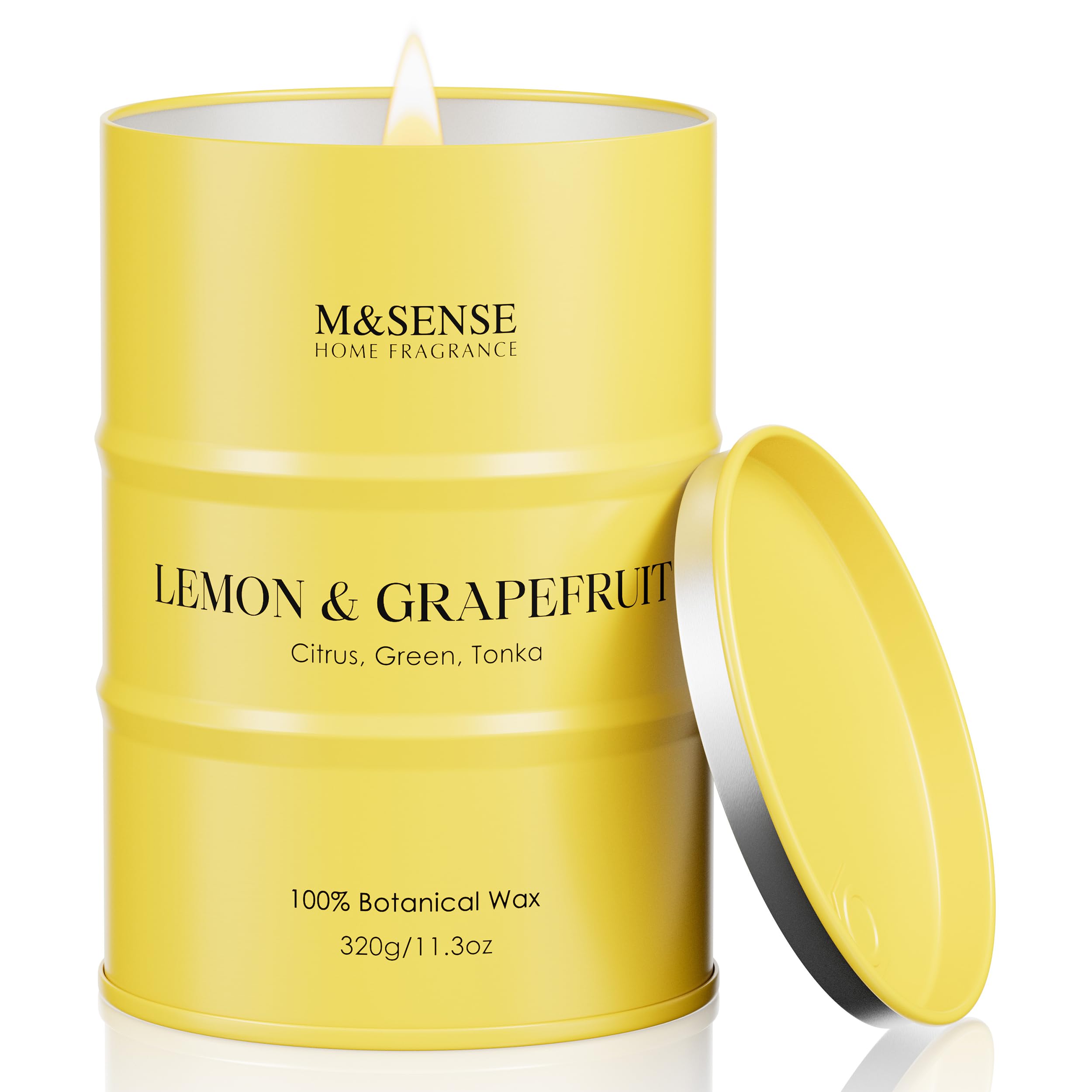 M&amp;SENSE Fall Lemon Soy Candles,Fresh Citrus Grapefruit Peel Scented 11.3oz