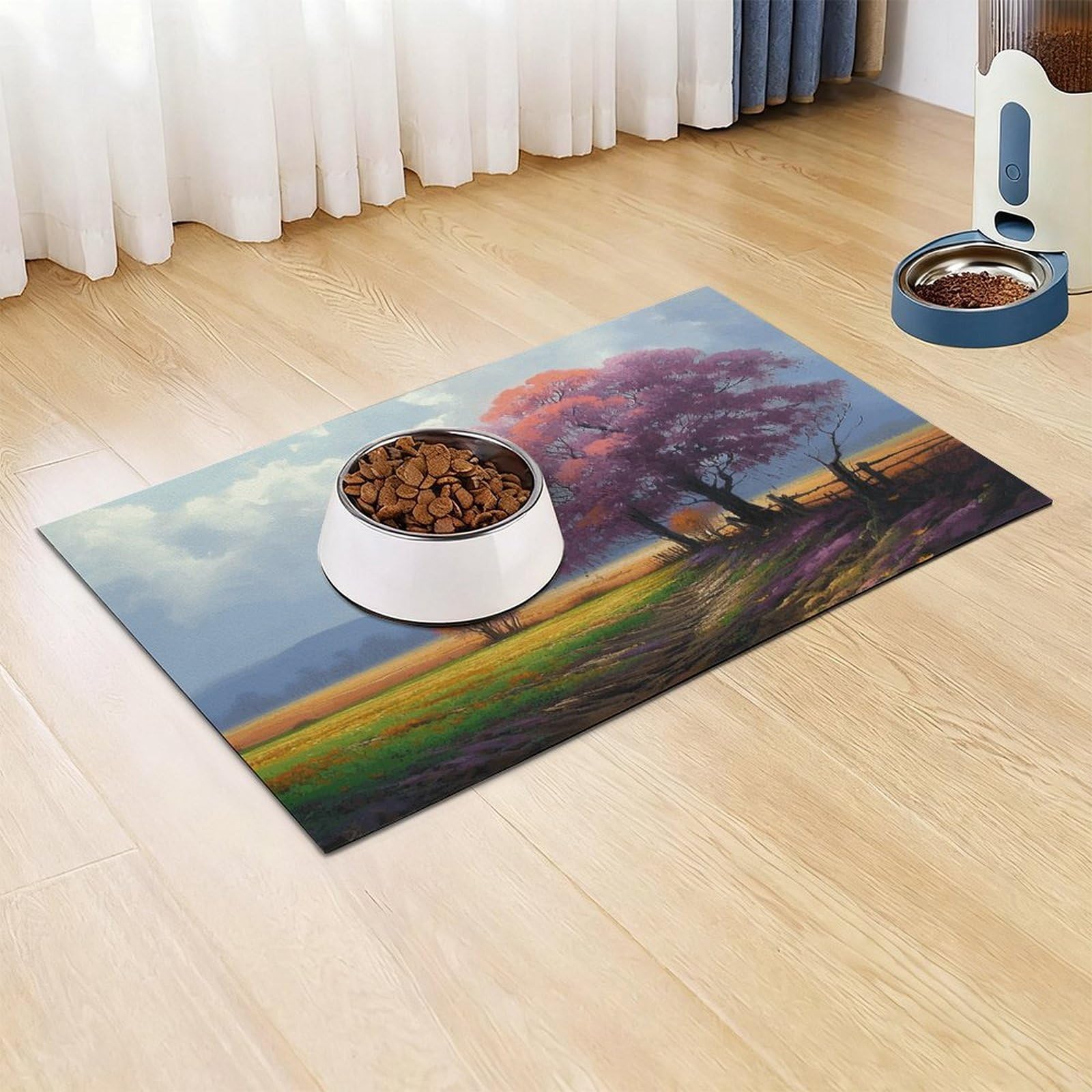 Tapis de nourriture pour chat - Tapis d'alimentation antidérapant pour chien - Facile à nettoyer pour la nourriture et l'eau - Fournitures pour chien et chat - 43,2 x 76,2 cm