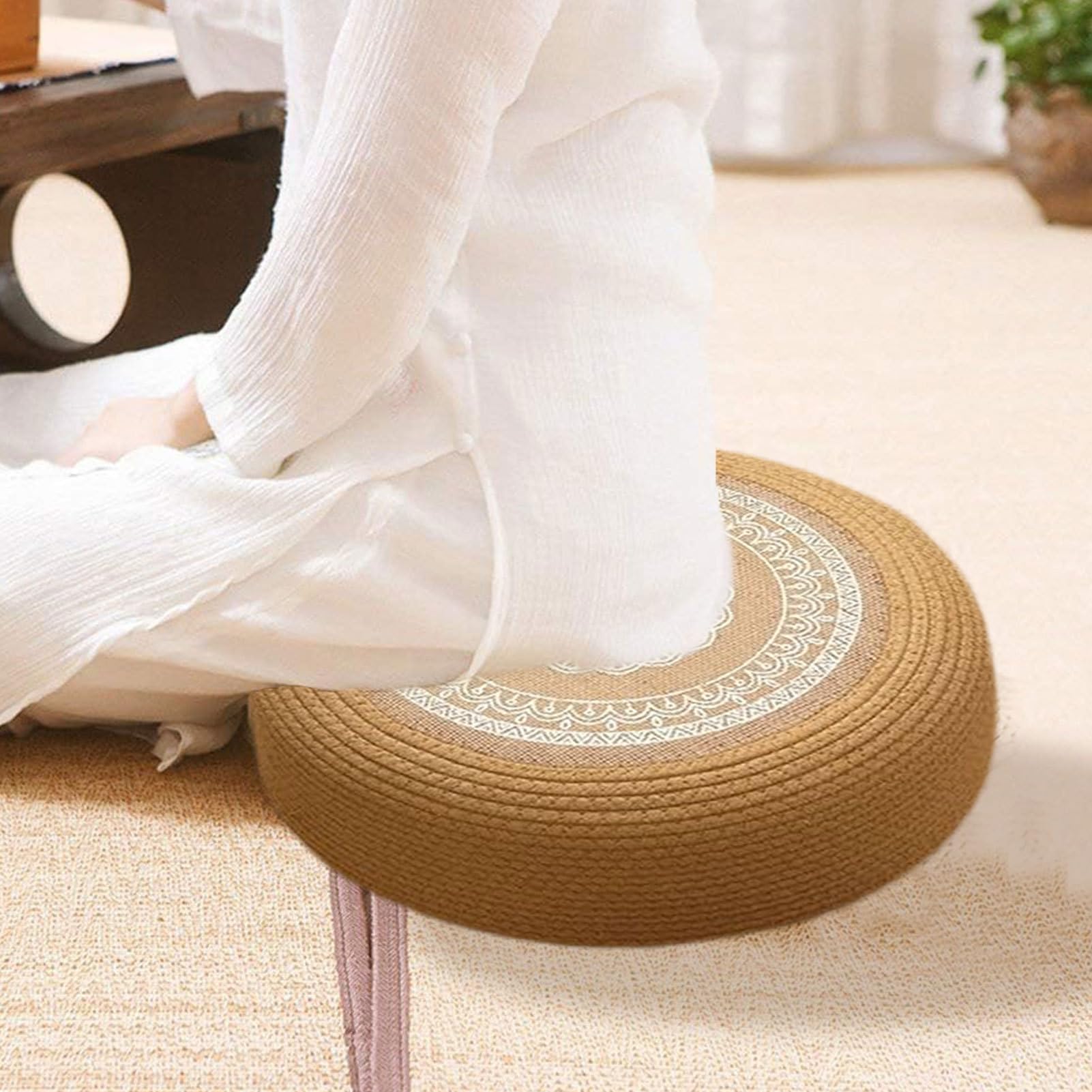 Cuscino Da Meditazione Per Pavimento Cuscino da Seduta Comodo e Morbido per | Coprimaterassino Traspirante Tatami A Mano Per Yoga Meditazione Casa