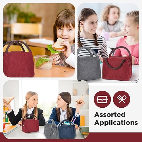 Miniatura 5 de Chunful 24 bolsas de almuerzo aisladas, bolsa de almuerzo a granel para mujeres, adolescentes y hombres, lonchera impermeable, térmica, a prueba de