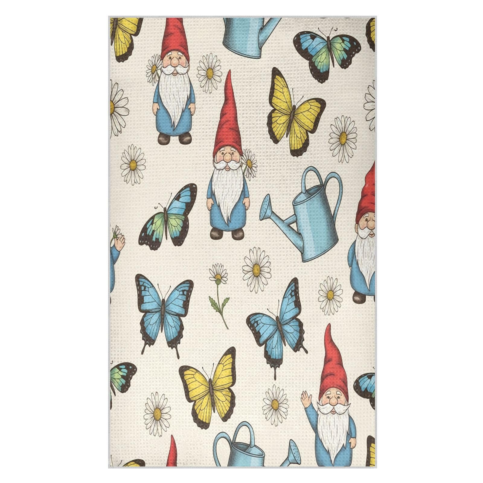 BURSTDDY Butterfly Gnome Kitchen Towels,Absorbent Dish Towels 2 Pack