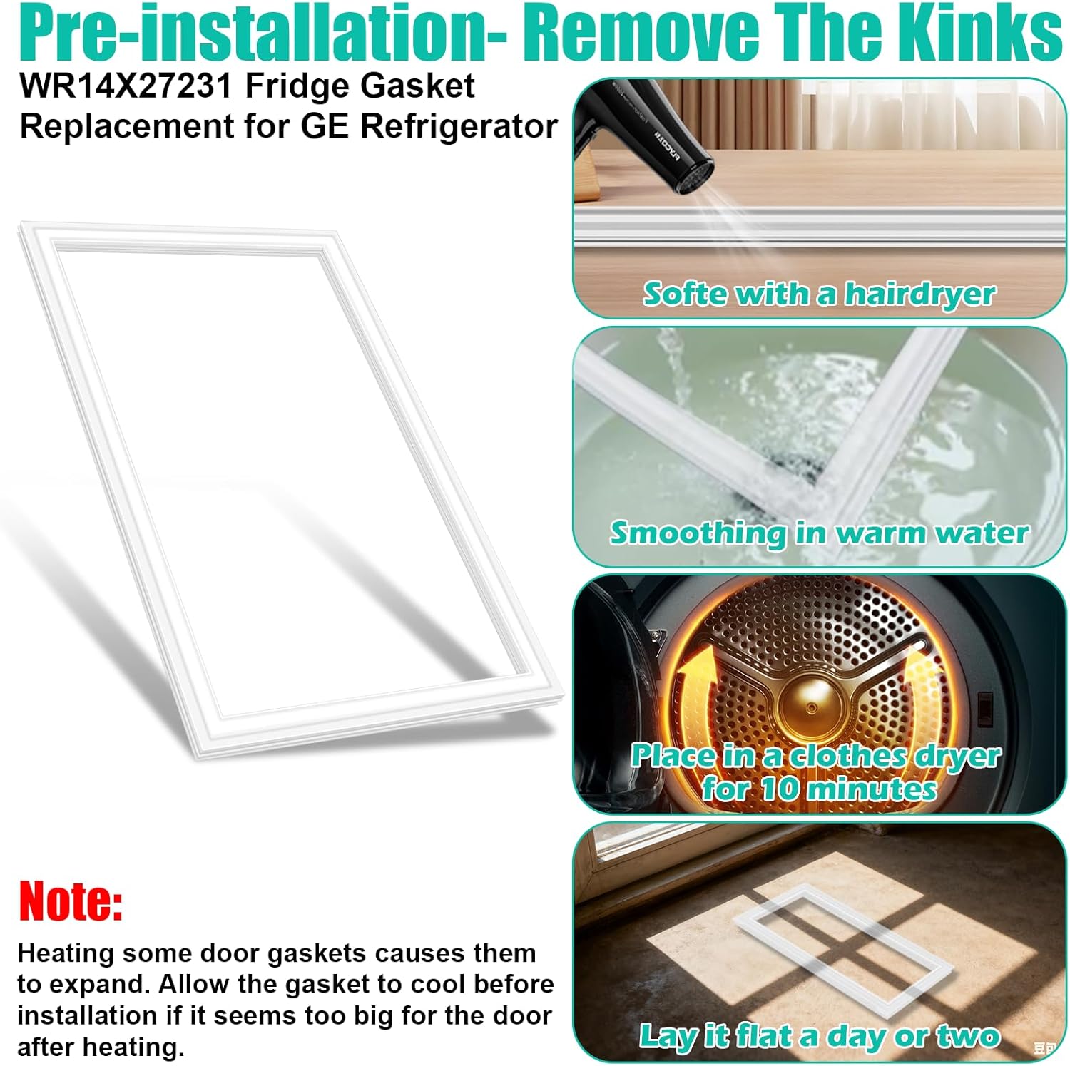 UPGRADED WR14X27231 Refrigerator Door Gasket Compatible with GE Refrigerator Gasket Replacement WR14X22910 refrigerator Door Seal 4512839 AP6230269 PS12069094 for Hotpoint Fridge Door Gasket