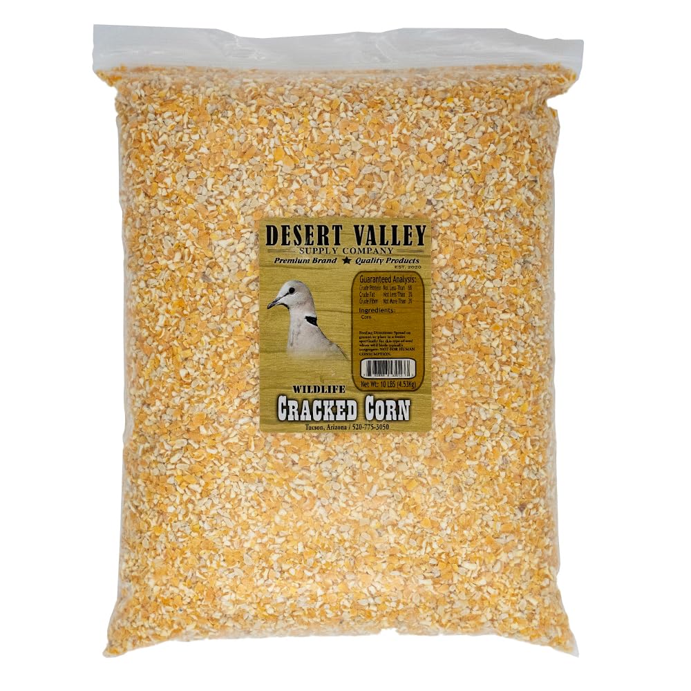 Desert Valley Cracked Corn, Premium Wild Bird and Wildlife Food for Squirrels, Turkeys, Ducks, Rabbits, Dove, Quail and More (10 Pounds)