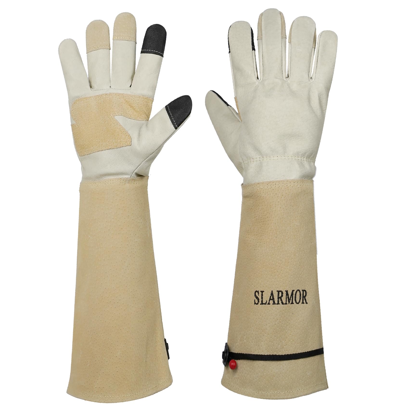 SLARMOR leather Gardening Gloves for Women/Men - Thorn Proof Cowhide Leather Rose/Blackberry Pruning Heavy Duty Garden Gloves Thick Palm Gauntlet Garden Work Gloves with Forearm Protection โ image 1