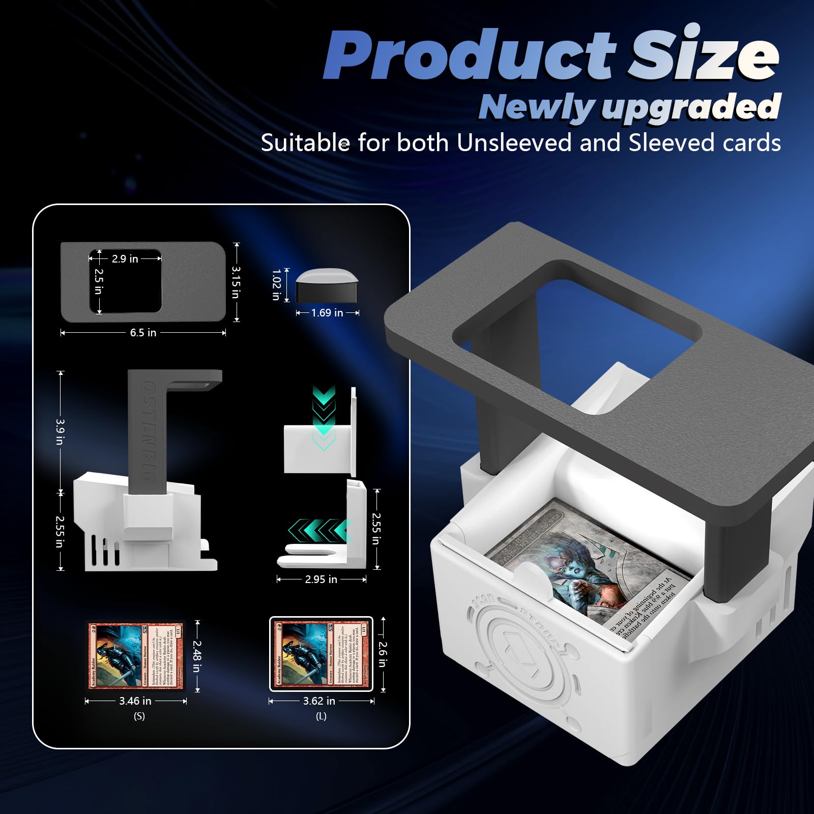 Scanneur de Cartes Pro Max – Support de Scanneur de Cartes pour MTG & TCG, Housse de Scan pour Cartes de Trading Dégainées & Engainées, Support Téléphone avec Lumière Magnétique Rechargeable, 3 Modes