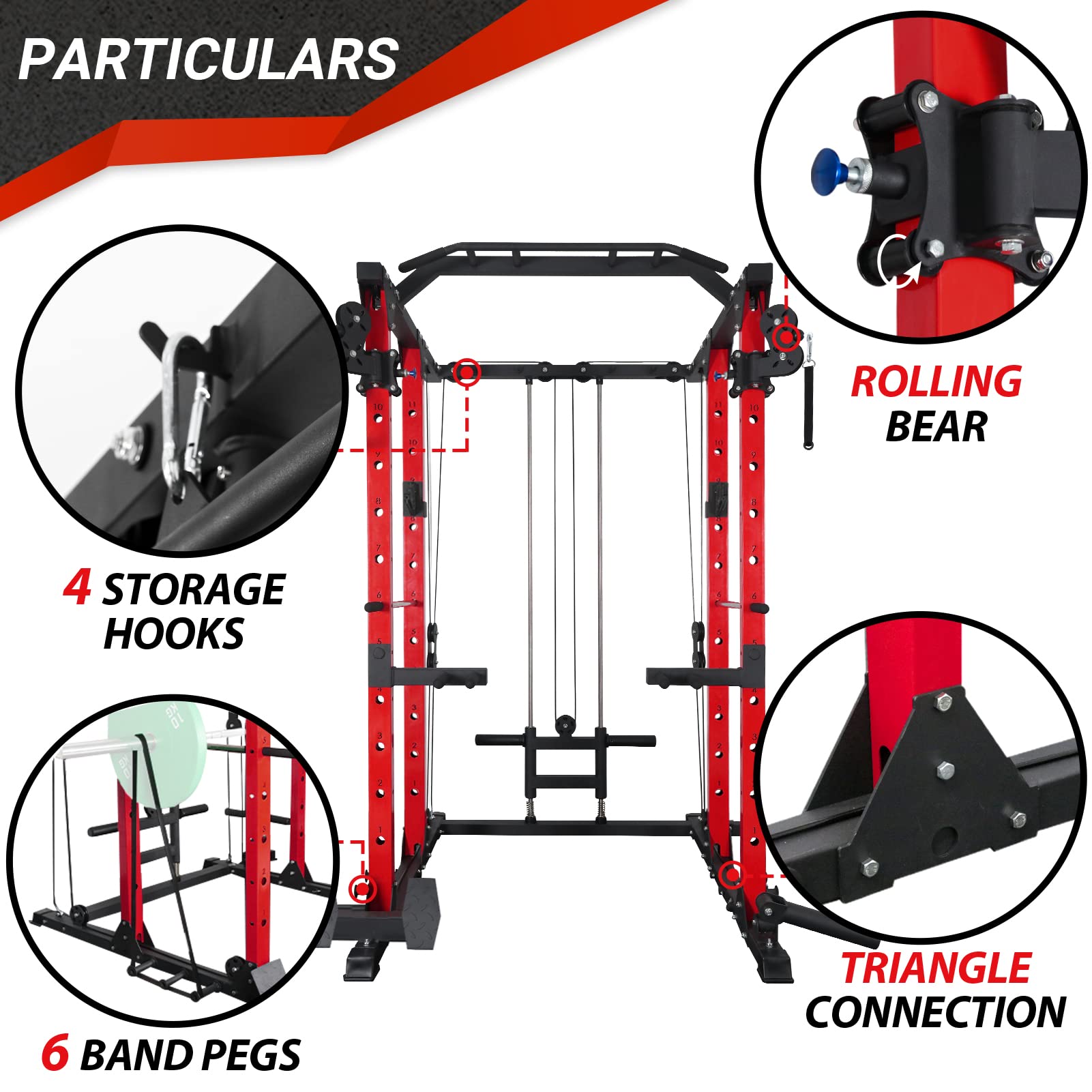 Buy ER KANG Power Cage, 1400 LBS Power Rack with Cable Crossover