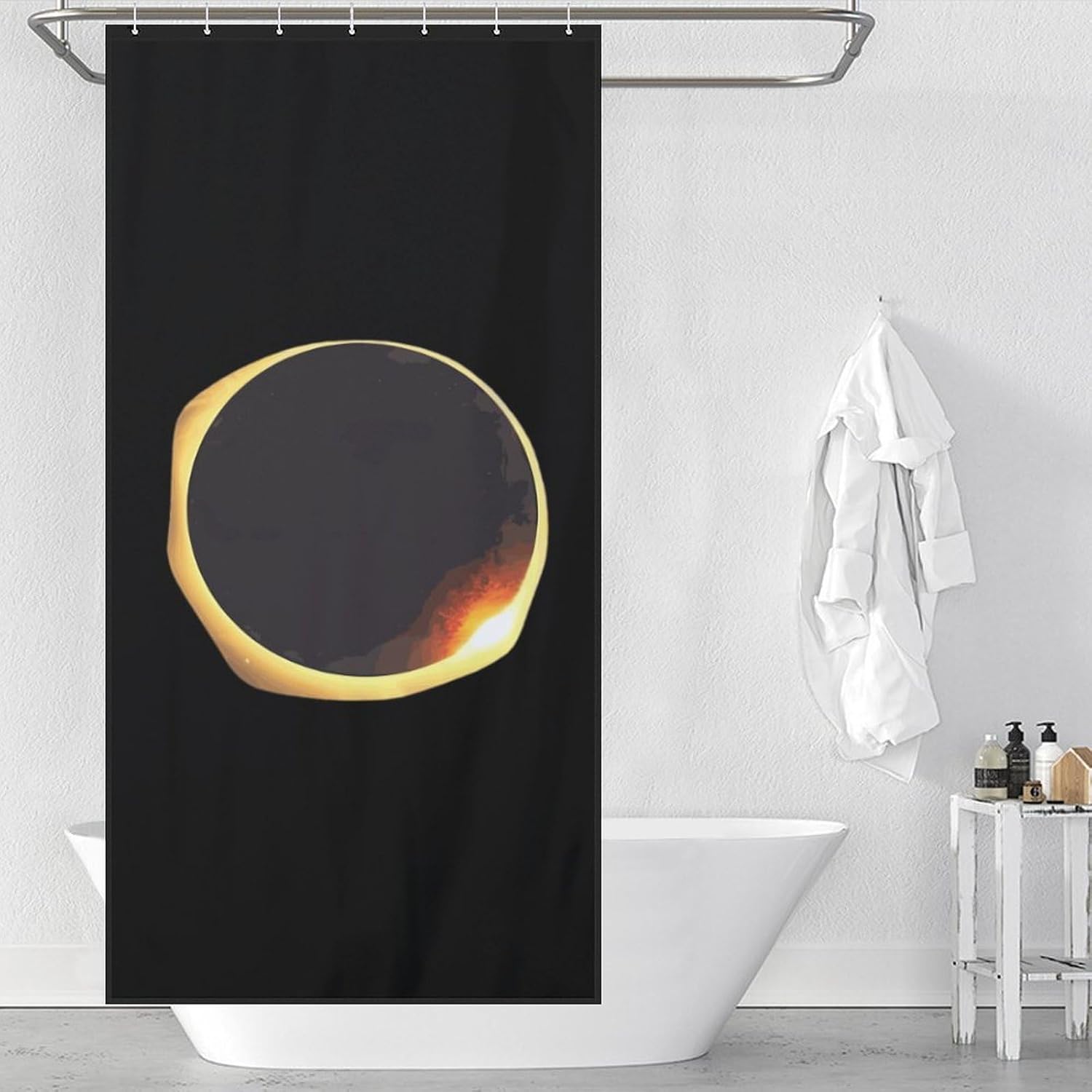 Total Solar Eclipse Funny Shower Curtains Washable Bath Curtain Liner with Hooks for Bathroom Bath Tubs 36x72Inch（92x183cm）