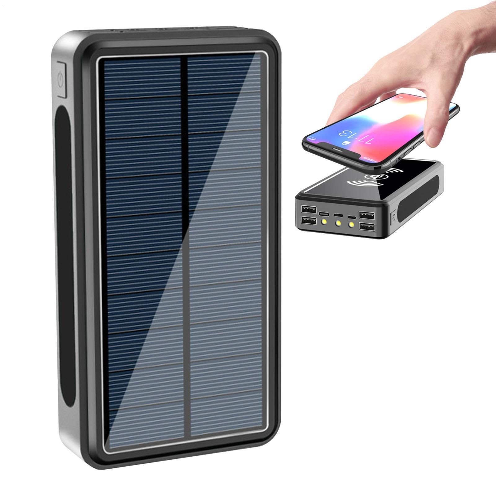 Chargeur Solaire Portable - Batterie Haute capacité 30 000 mAh | Source d'alimentation LED pour le chargement en extérieur avec ports USB, appareil étanche pour , randonnée et pique-ni