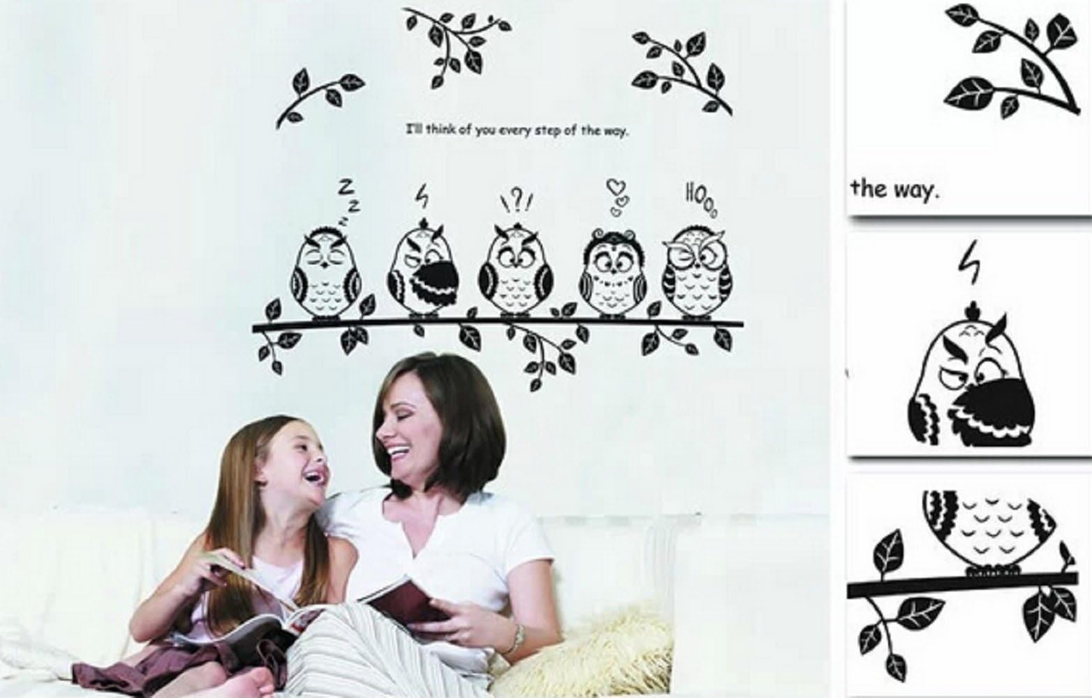 Black Cute Owls Wall Decals For Baby & Kids Rooms Home Decoration Wall Sticker
