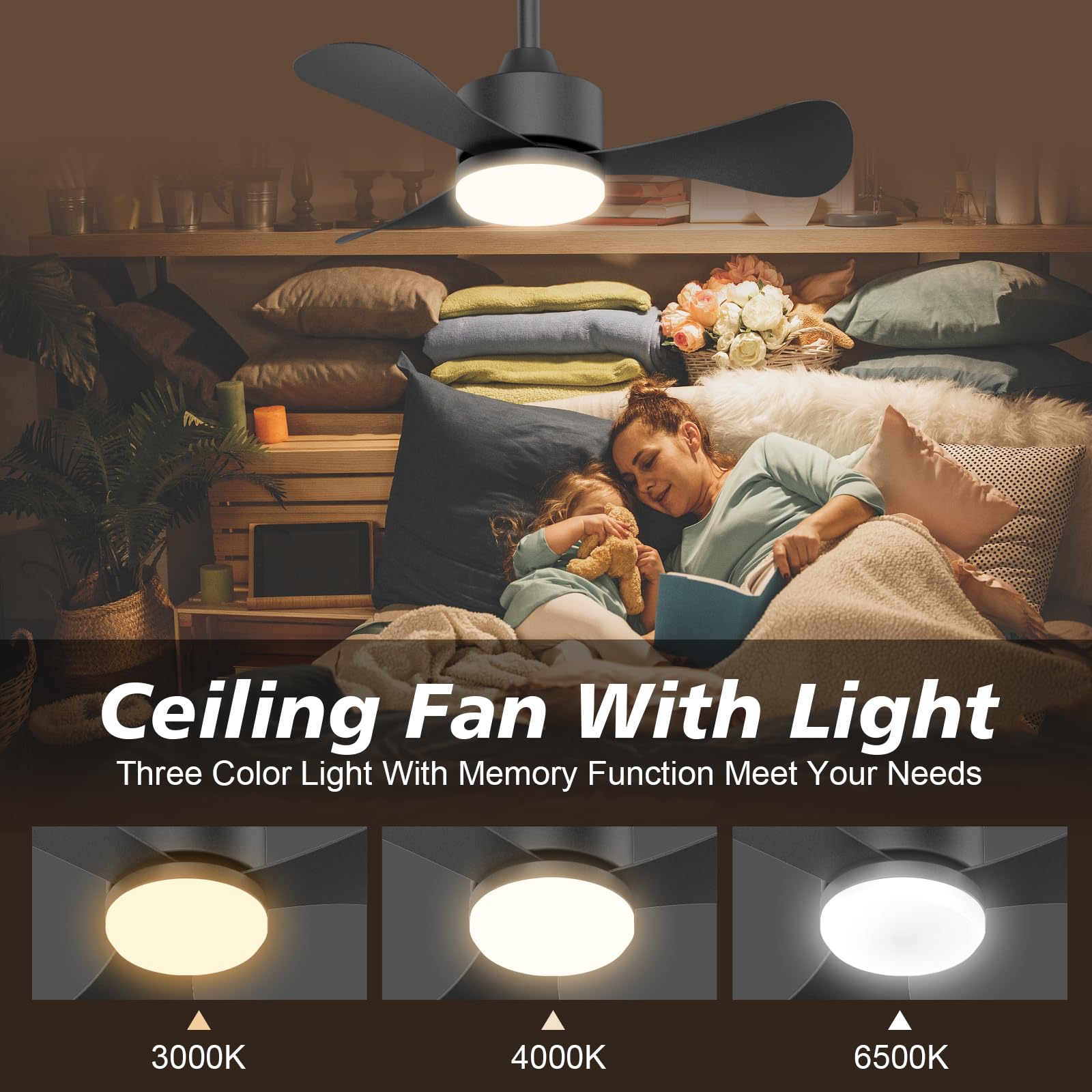 Mitsushi Ceiling Silent Fan Light With Remote Control 30W Instead - View #2