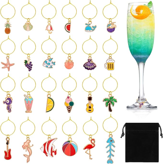 SANNIX Wine Glass Charms, 24pcs Wine Charms for Stem
