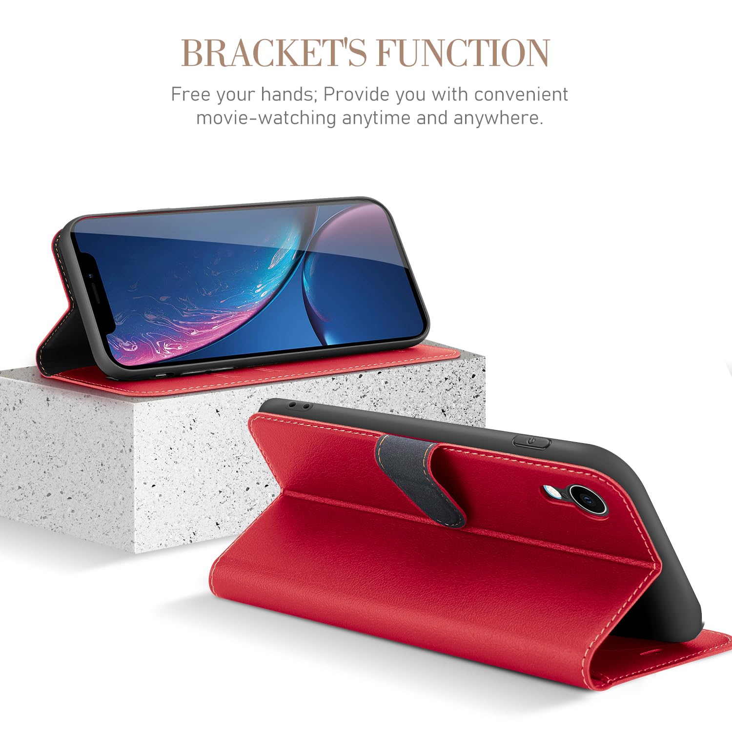 iPhone XR Case - Folio Flip Wallet Phone Case - Custodia per telefono a portafoglio Classic Folio, in pelle premium, porta carte di credito, chiusura magnetica, custodia antiurto a flip Kickstand
