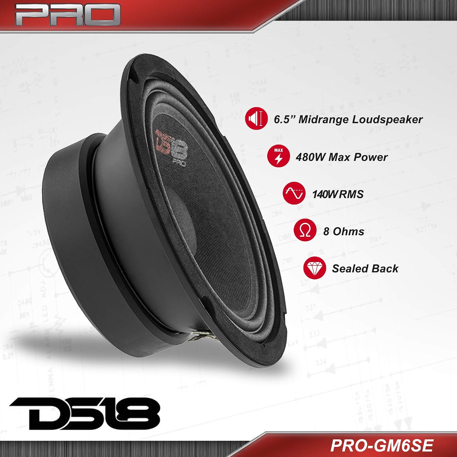 DS18 Car Midrange Speaker 6" Inch 480w Watt 8Ohm Bass Loudspeaker PRO-GM6SE, New Model, 6.5-Inch 8-Ohms - Image 3
