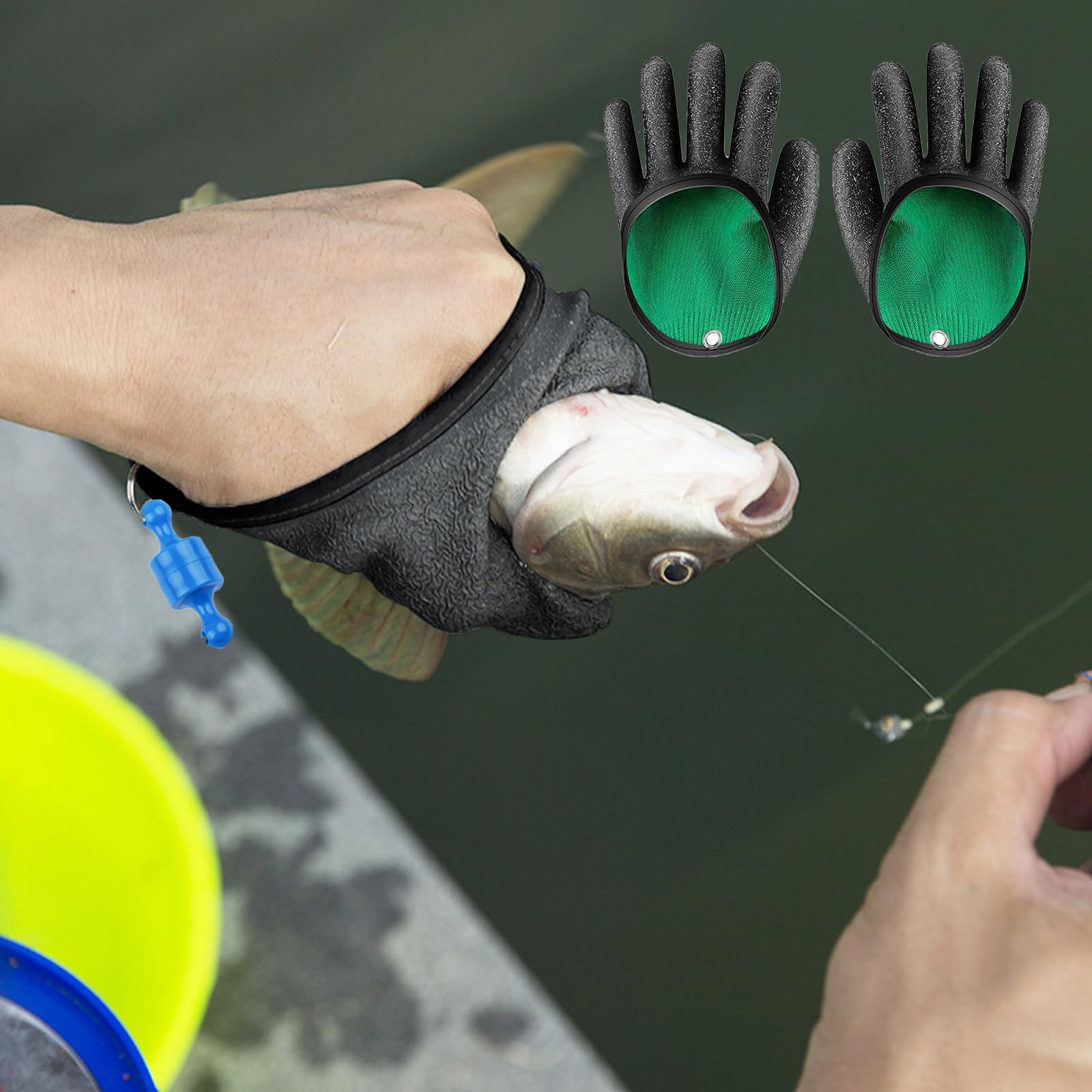 Kiuiom 1 Par Guantes De Pesca Impermeables,Guantes De Pesca Anticortes De Caza,Guante Resistentes Pinchazos,Antideslizante Al Aire Libre,para Manipular con Seguridad,con 2 Hebillas Magnéticas