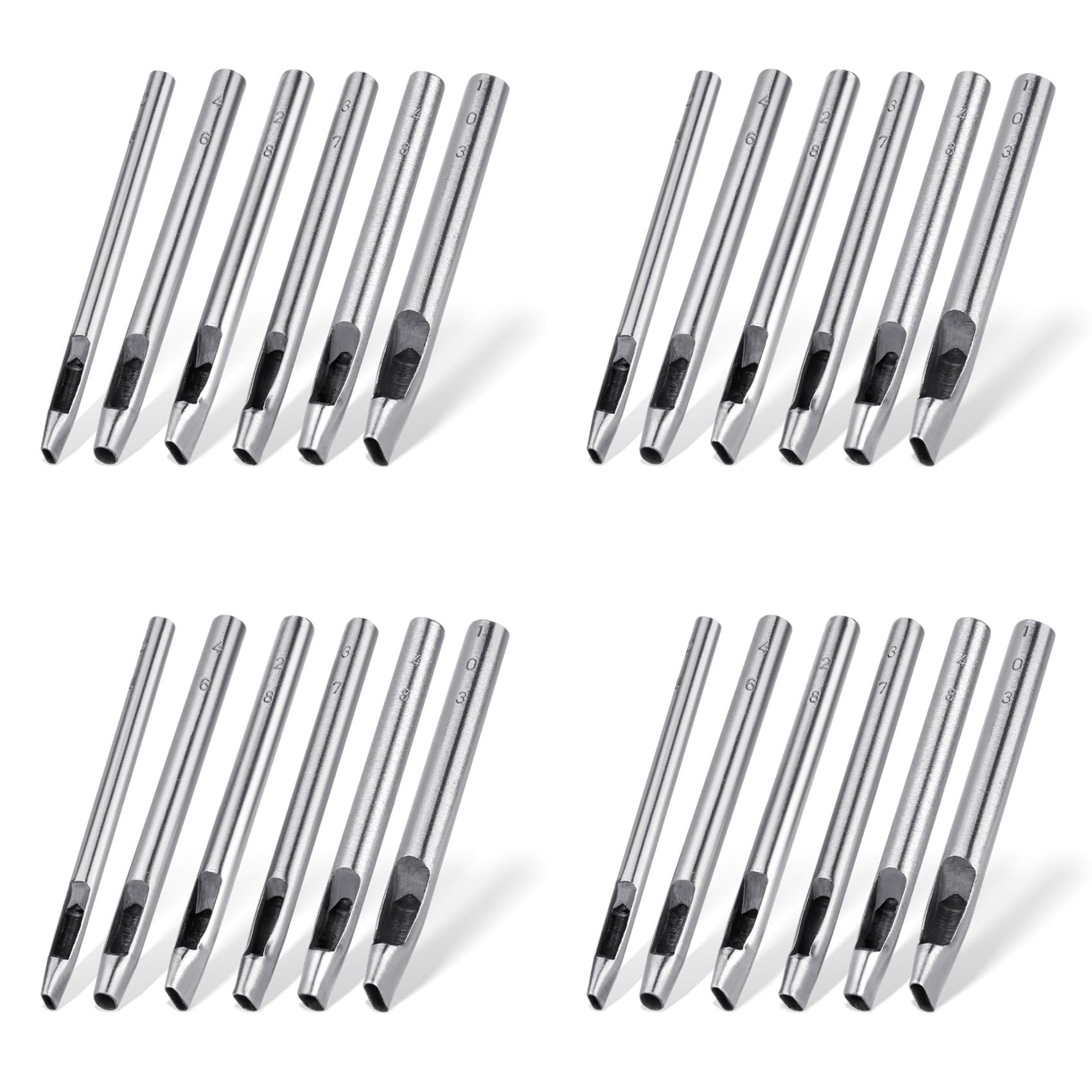 Ctrlzs 24X 6 Sizes Oval Hole Punch For Leather 6Mm-10Mm Hollow Leather Crafting Hand Punching Tool Kit For Leather Crafting