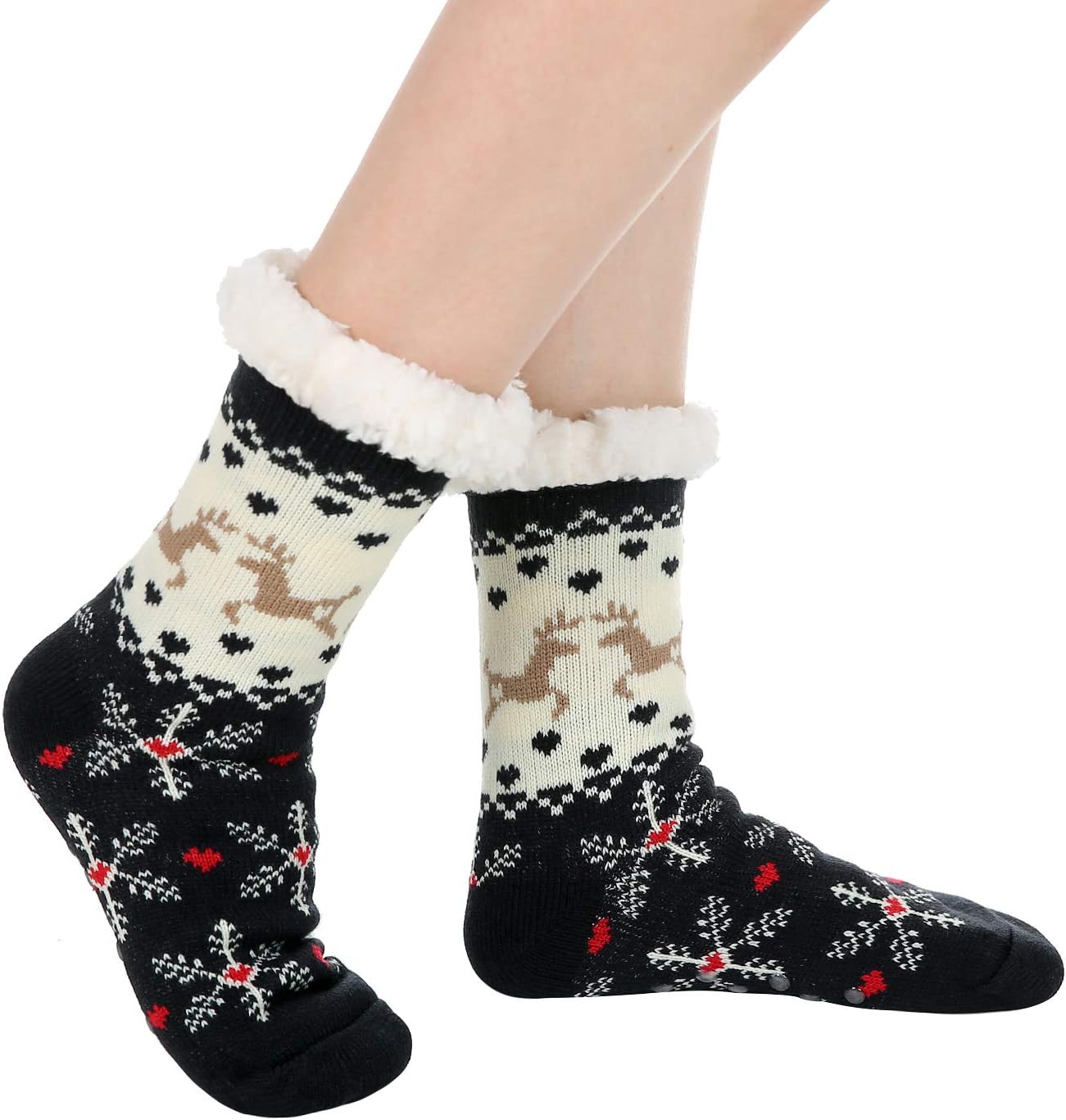 Chassic Sherpa Lined Slipper Socks for Women, Non-Slip Cozy Winter House Socks, Soft Fuzzy Socks, Christmas Gifts for Women & Ladies Stocking Stuffers - Image 3