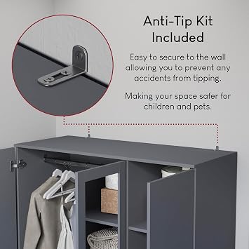 Vida Designs Riano 3 Door Mirrored Wardrobe | Grey | Bedroom Furniture | 170H x 115.4W x 53D cm | with Shelf & Hanging Rail | Large Capacity Storage