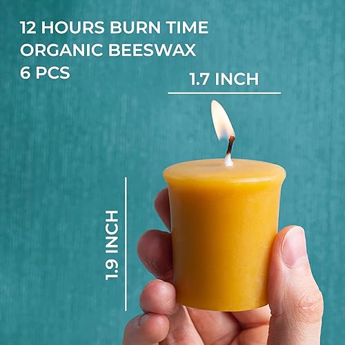 Miniatura 29 de CANDWAX Velas de pilar de cera de abeja pura de 1.8 x 4 pulgadas, juego de 3 a 34.5 horas de combustión, velas amarillas hechas a mano, velas