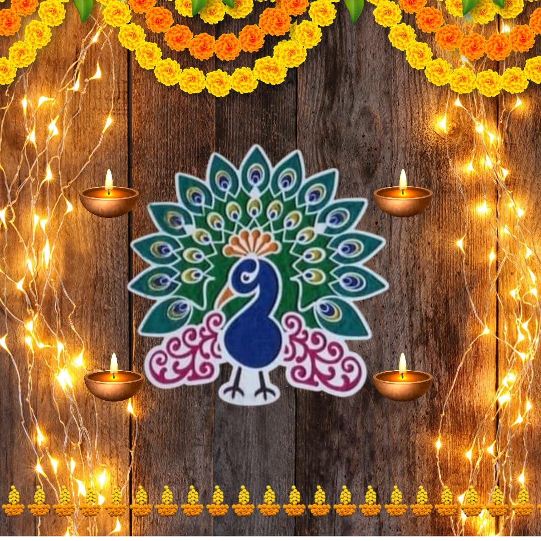 Buy klassie stores | peacock round wooden rangoli stencil/cutout| festival,  wedding, stage, table, floor, puja, diwali, navratri, diy projects| 3d, ...