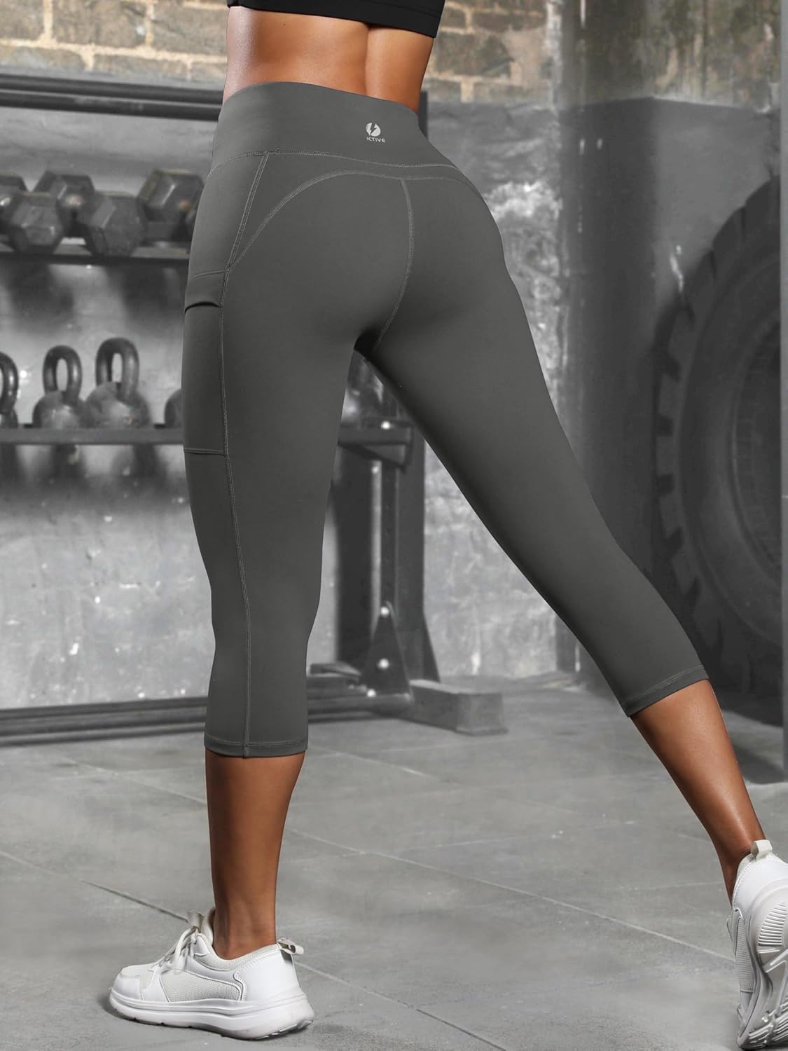 Fihapyli ICTIVE Women's Capris Yoga Pants with Pockets Running Pilates Fitness Running High Waisted Leggings - Image 2