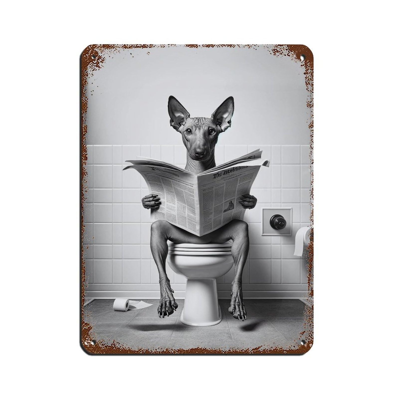 American Hairless Terrier Poster Tin Sign Vintage Metal Pub Club Cafe Bar Home Wall Art Decoration Poster Retro 12x16inch(30x40cm)