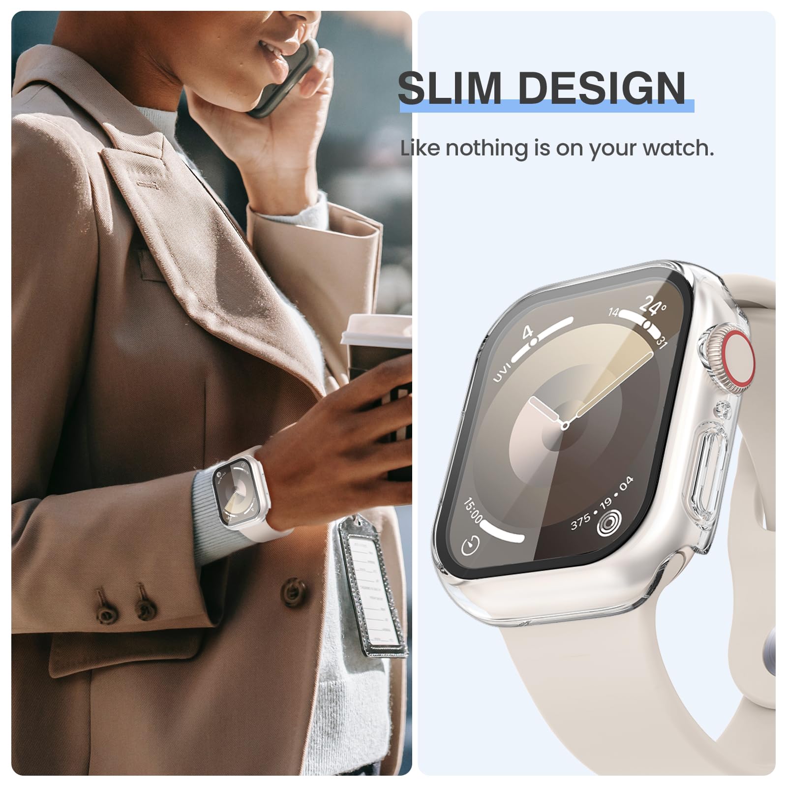 Kamita [3Pièces] Coque pour Apple Watch Série SE 3/SE 2/6/5/4 40mm, Étui de Protection avec Protecteur d'écran en Verre Trempé, PC Bumper Case Antichoc Housse pour iWatch 6/iWatch 5/iWatch4 (Clair*3)