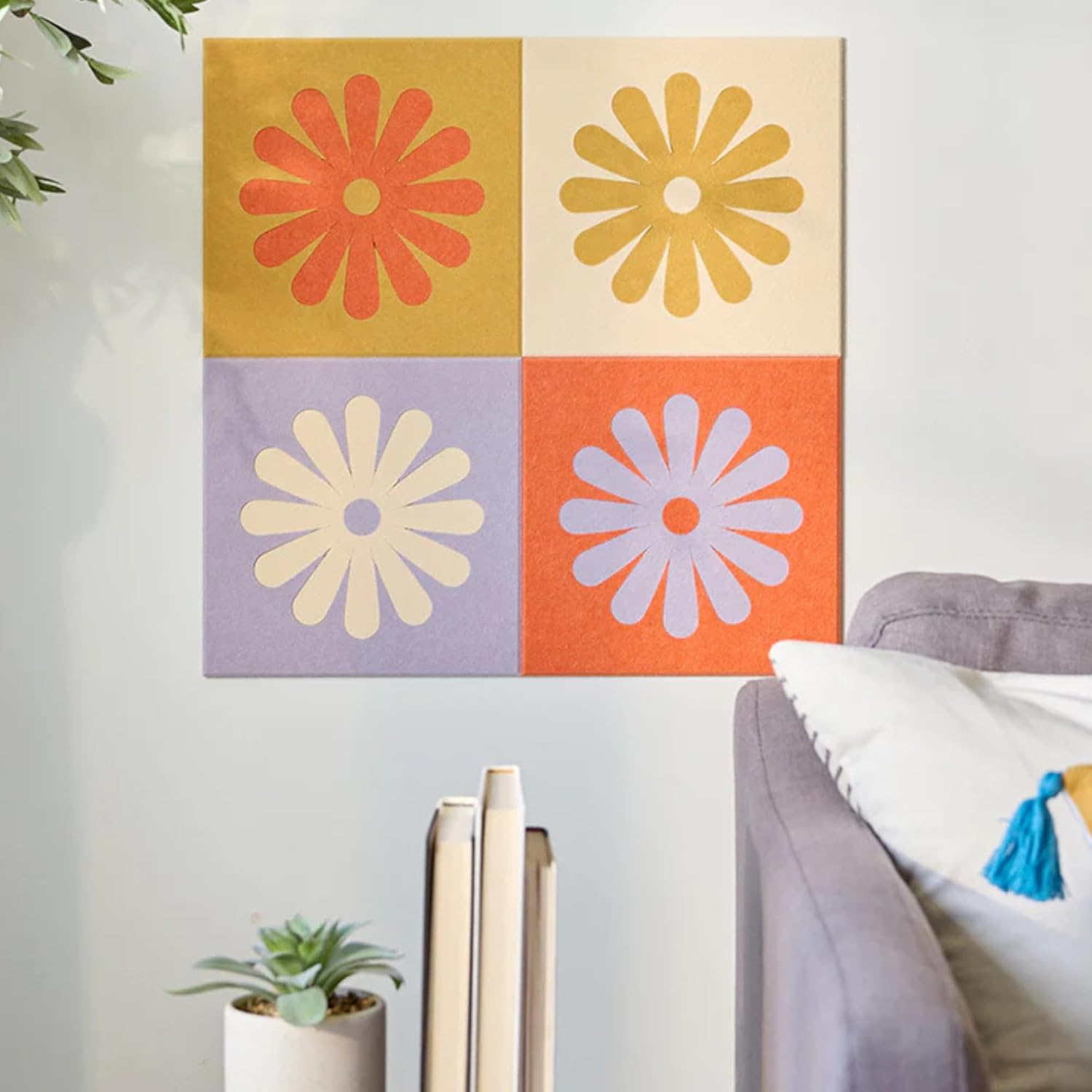 Felt Right Mini Daisy Checker Dusk, Home Decor, Felt Panels, Decorative Bulletin Board, Flower Wall Art, Gift for Women, Dorm Room Essentials, Pin Board, Floral Wall Decor, Playroom