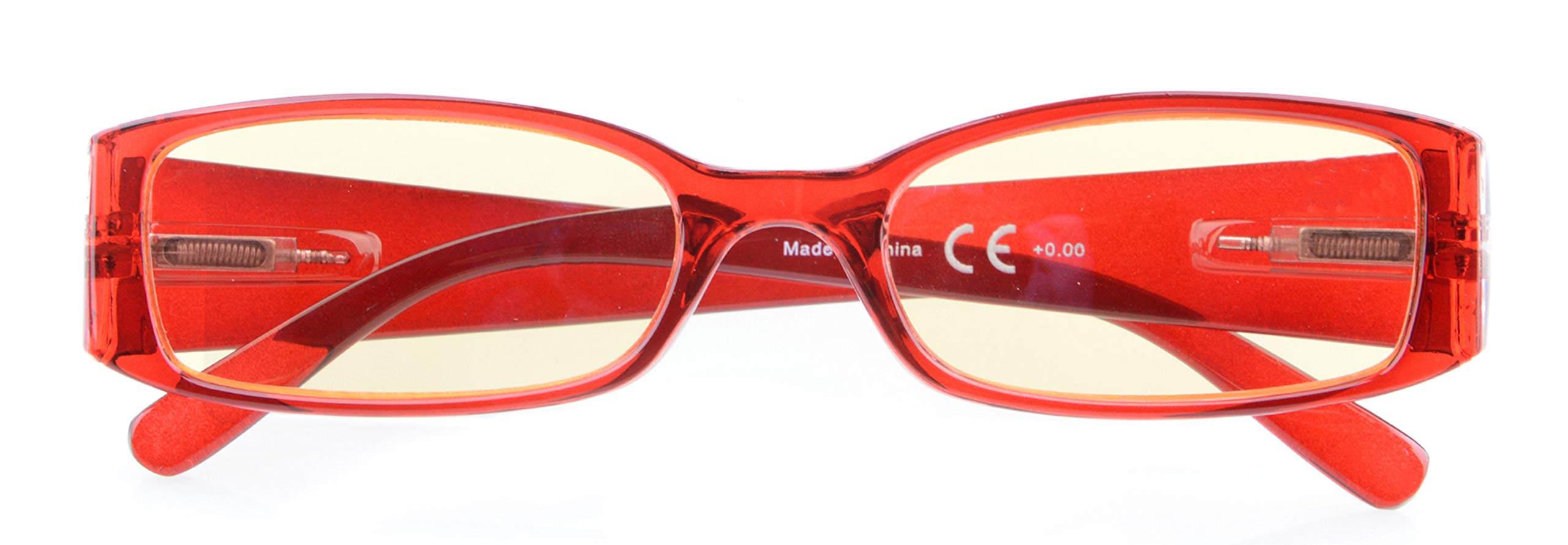 Computer Glasses for Women with Yellow Blue Light Filter Lens Reading Eyeglasses(Red) +1.25