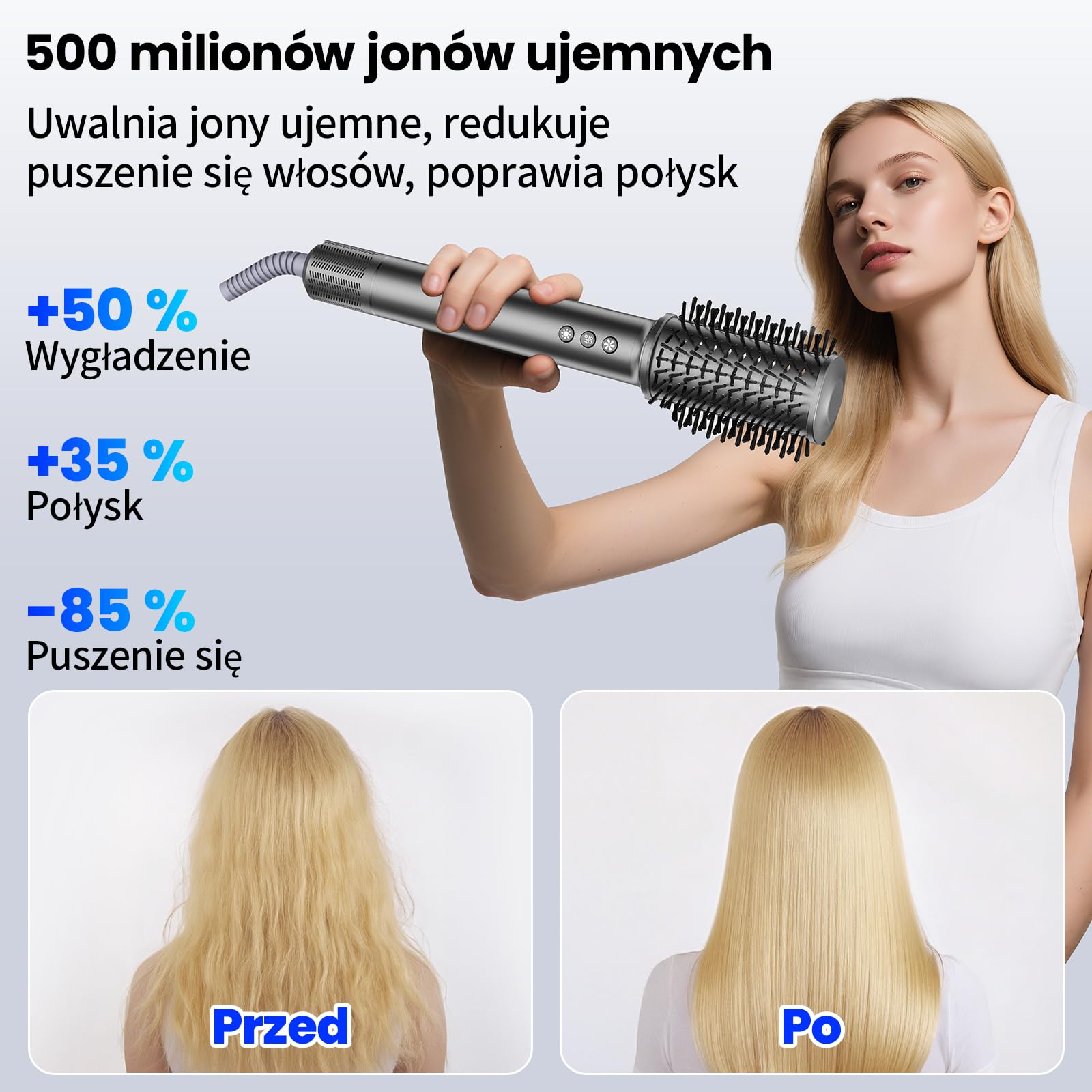 MANKIW Hairstyler zestaw 5 w 1, Heteluchtstyler 110 000 obr./min, silnik o dużej prędkości, owijający strumień powietrza, 500 mln jonów ujemnych, do loków 35/50 mm, prostowania i objętości