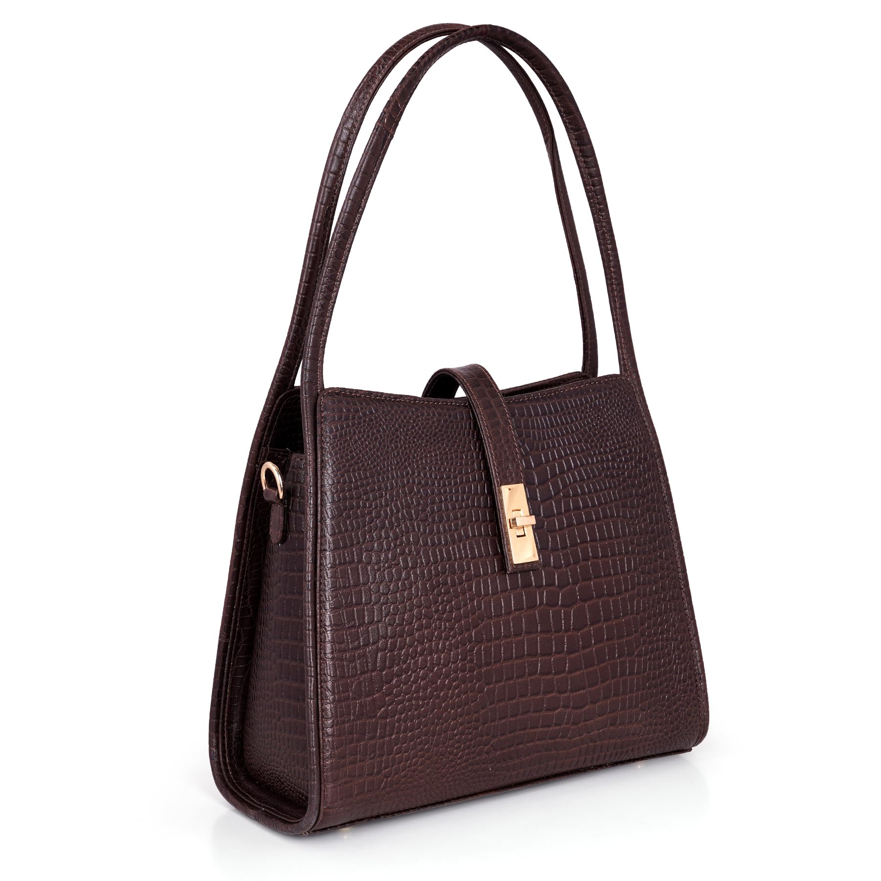 Full-Grain Cro Leather Top-Handle satchels Tote Handbags & Shoulder Sling Bags For Women Office Branded Size- L-13 X H-11 x W- 4.5 Inch-image-8
