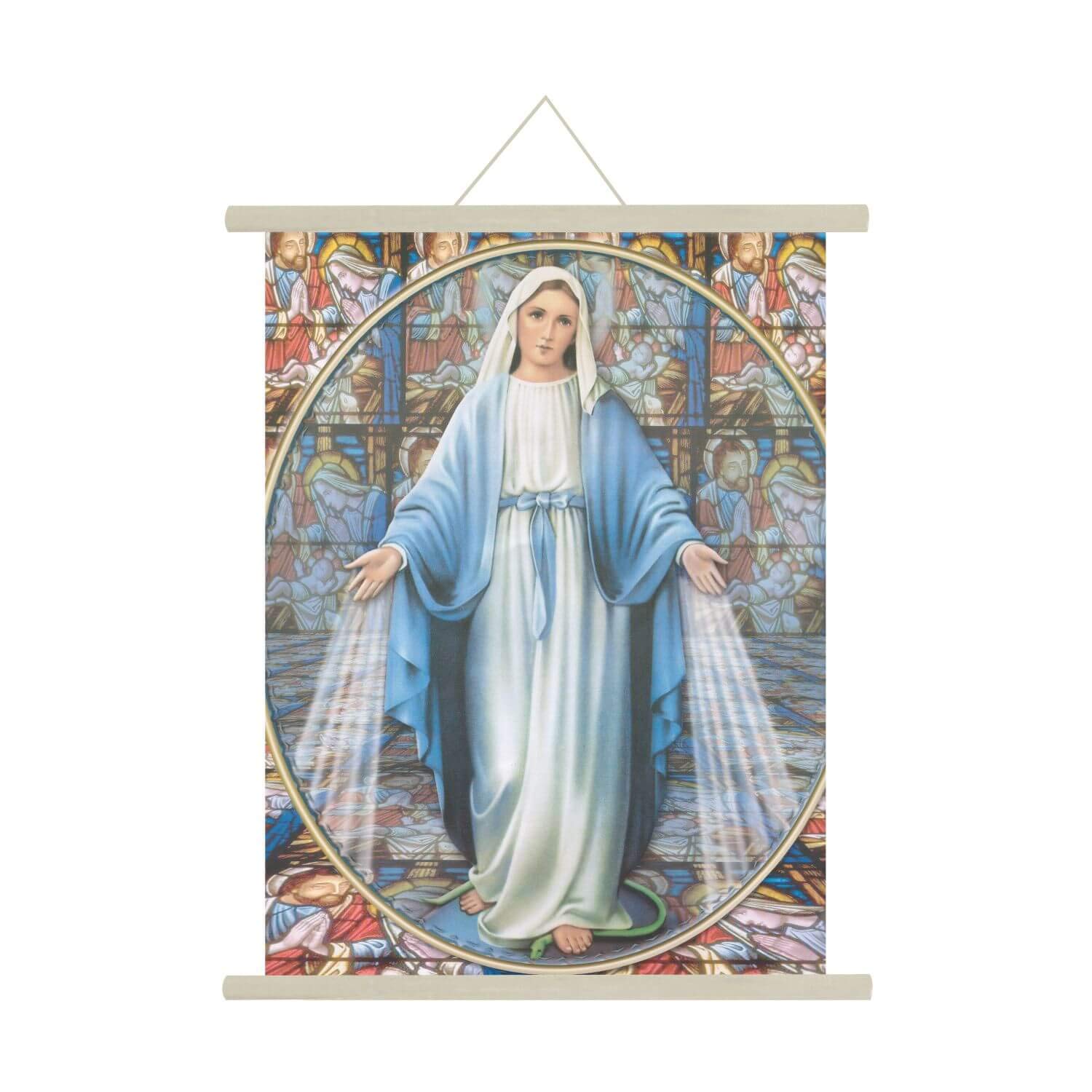 YaYa cafe Christian Gifts for Christmas, Mother Mary Wall Paintings, Hangings Canvas Scroll Poster for Home Decor - 15x20 inches