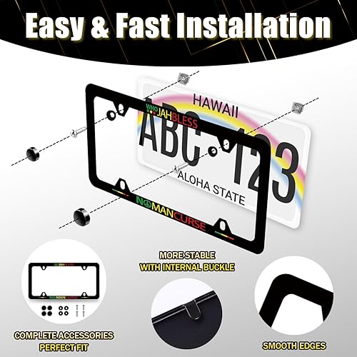 Miniatura 6 de Marco de matrícula con bandera de Jamaica, diseño de bandera retro, colorido acero inoxidable a prueba de óxido, personaliza divertida decoración de