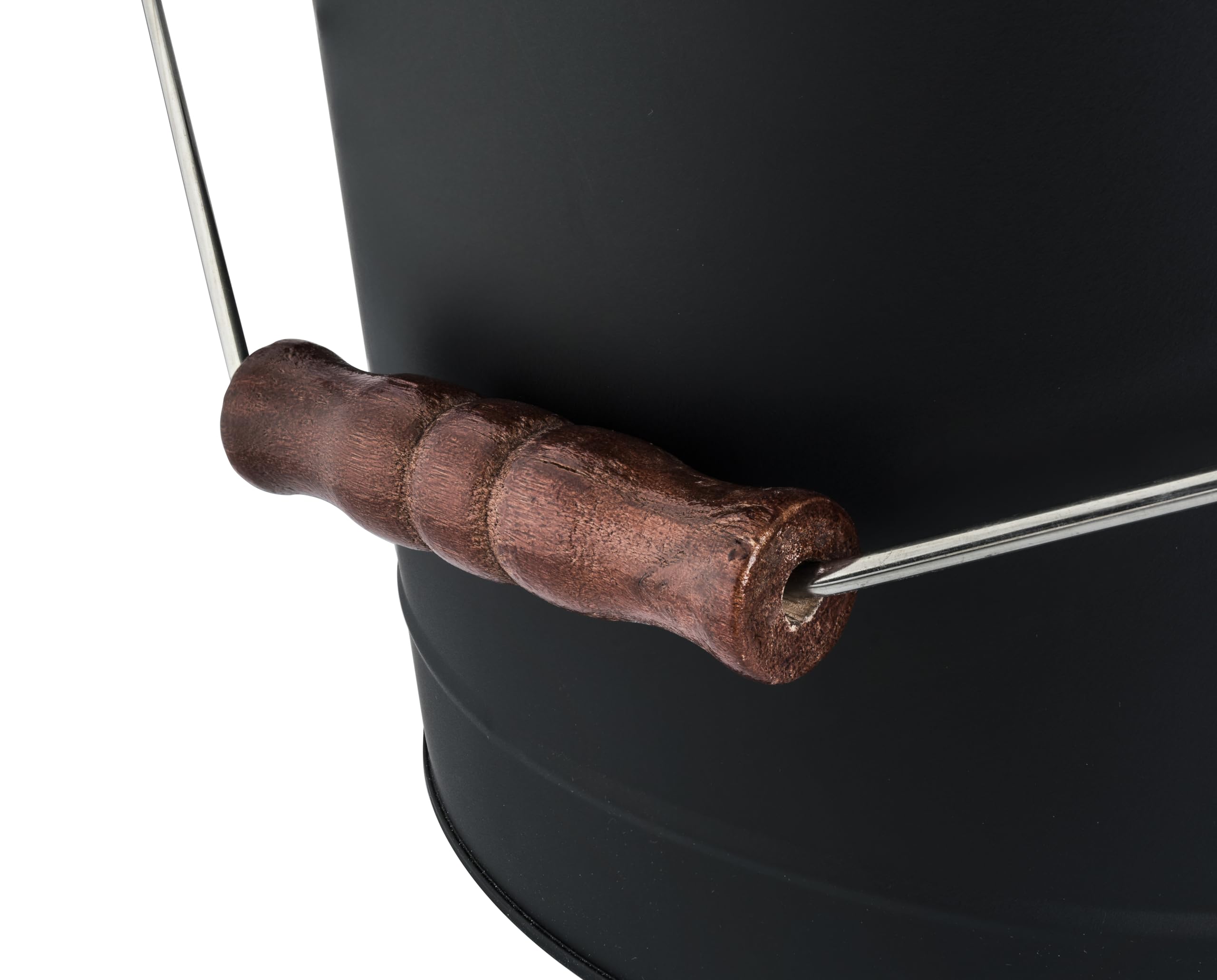 Cubo para cenizas con tapa y pala, acero galvanizado resistente al fuego y con recubrimiento en polvo, cubo para carbón con asa, grande 19 L, pala para cenizas de chimenea y parrilla