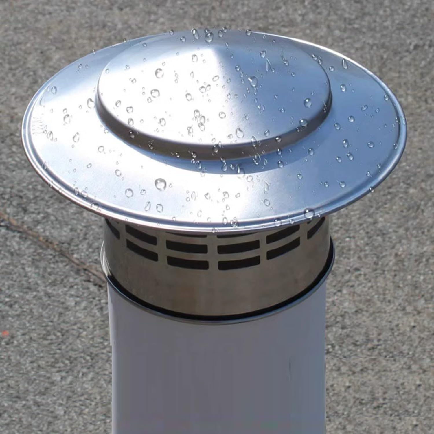 Chapeau de cheminée inox anti-pluie pour une ventilation optimale