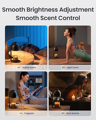 SwitchBot Lampe Chauffe Bougie Intelligente avec Minuterie et Variateur, Candle Warmer Lamp Compatible Matter pour Apple Home & Alexa, Lampe Bougie électrique pour Parfumées Maison, Chambre, Noir - 5