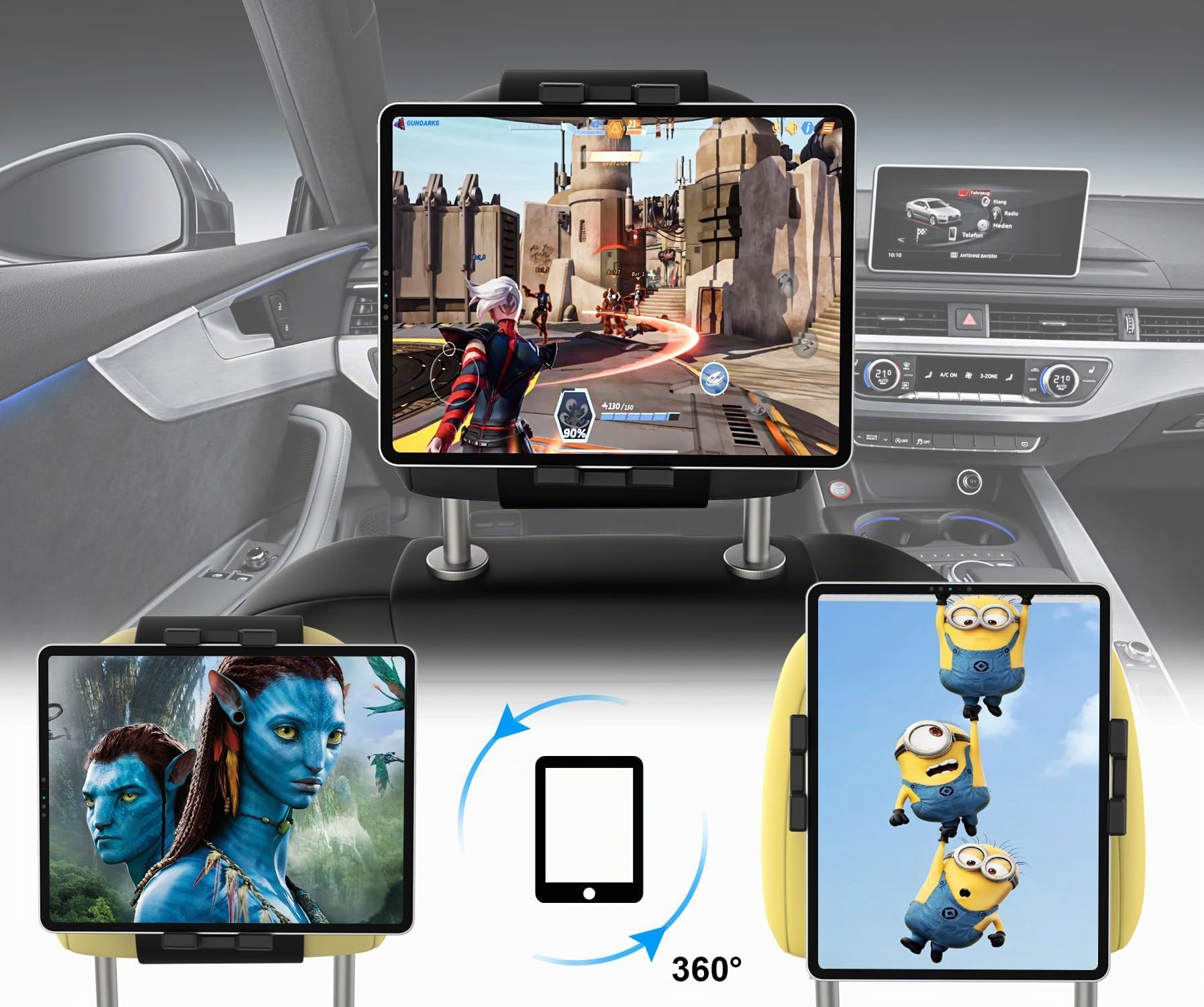 Auto Kopfstütze Tablet Halterung, KFZ Rücksitz iPad Halter für Kinder