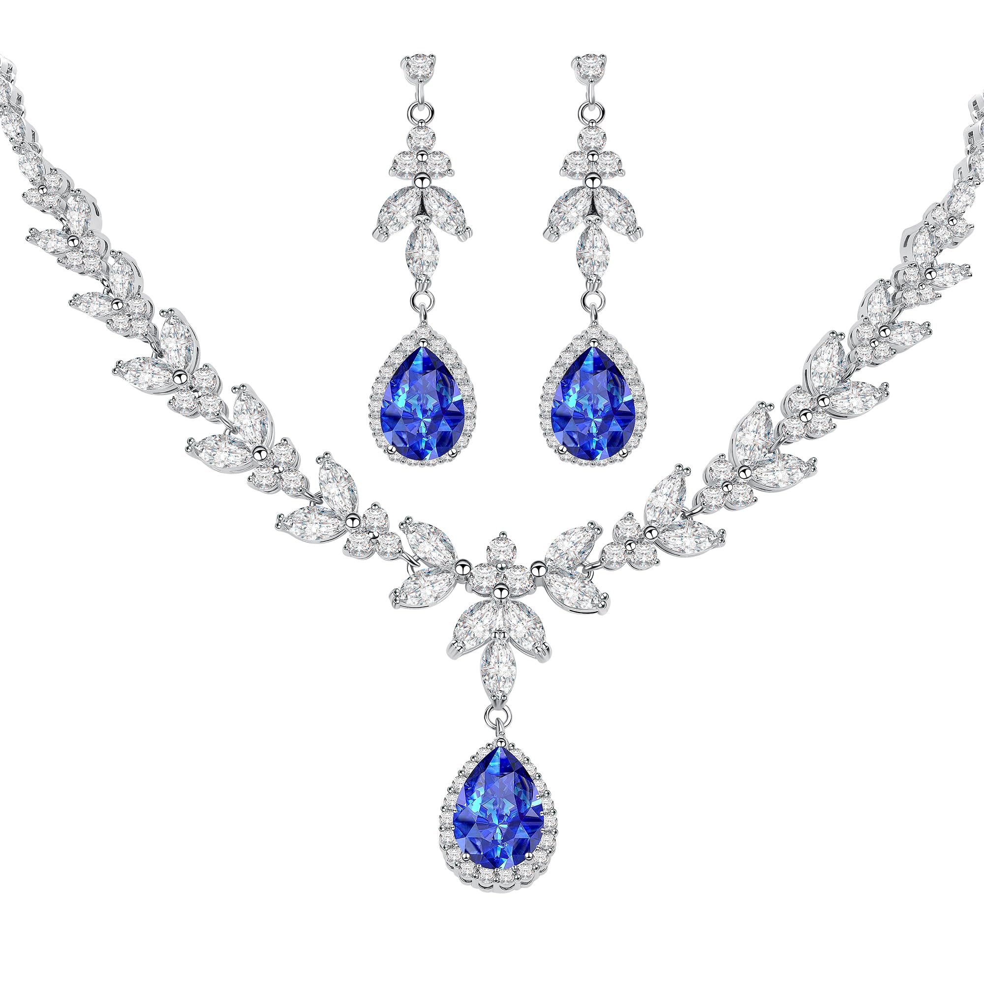 Erecter Rhinestone Necklace for Women Silver Costume Wedding Jewelry Sets for Brides Prom Accessories Jewelry Earrings and Necklace Set for Women