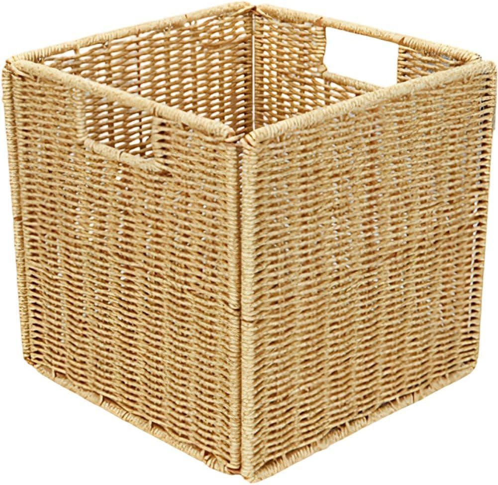 Woven Storage Basket, Foldable Storage Basket, Decorative Collapsible Organizer Bin for Organizing Snack, Toys, and Daily Essentials