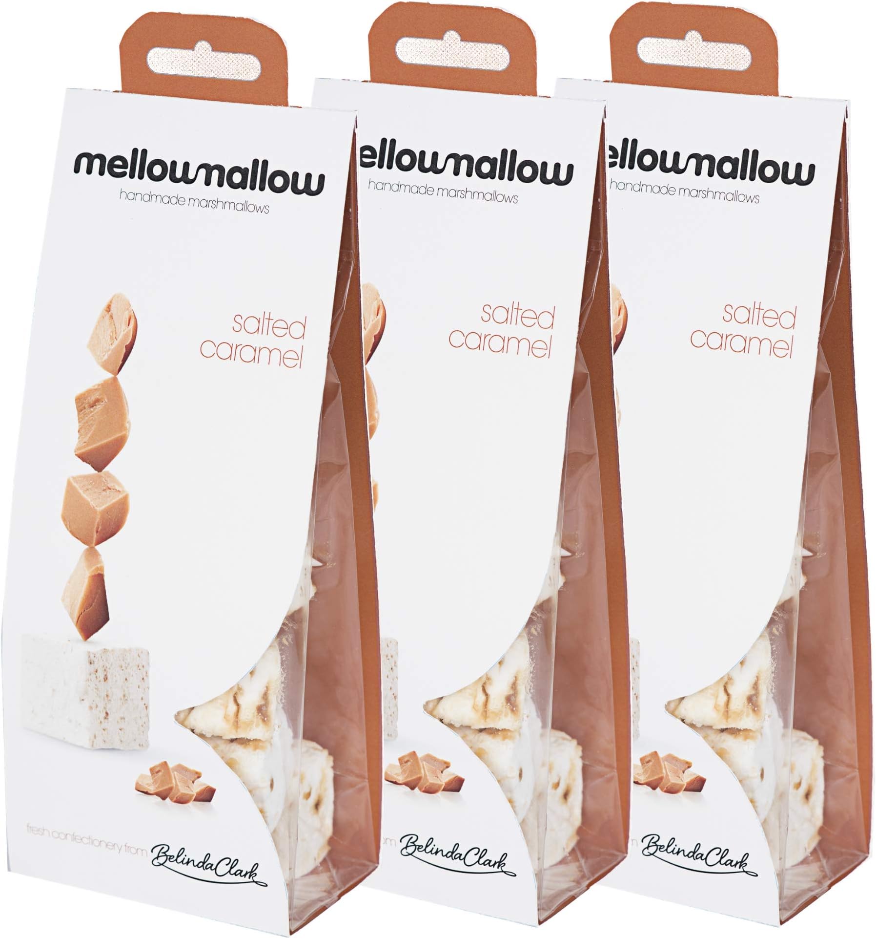 Belinda Clark Gourmet Marshmallow - Handmade 100% Natural Salted Caramel Marshmallows - 3 x 85g Bags