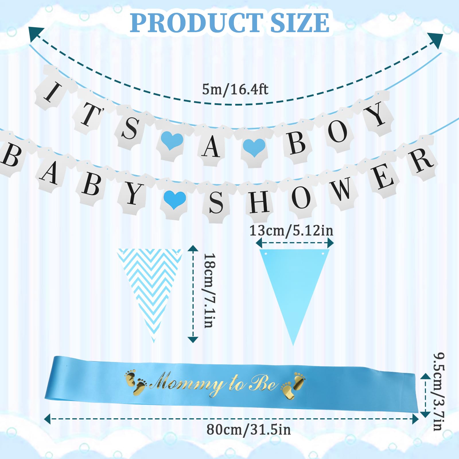 Baby Shower Banner, Baby Shower Decorations Boy, Welcome Home Baby Boy Shower Decorations, Baby Banner, Party Decor - Image 2