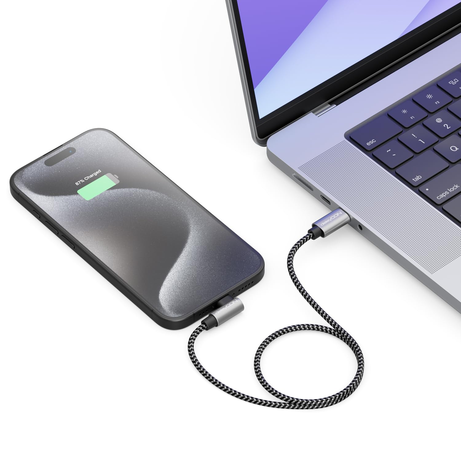 deleyCON 0,30m USB C Kabel 1x 90° Kątowy PD3.0 (60W Szybkie Ładowanie) Krótki 30cm USB-C na USB-C Kabel Ładowania do iPhone 17 16 15 Pro Max Air, S26 S25 S24 Pixel iPad Pro MacBook Air Tablet Switch